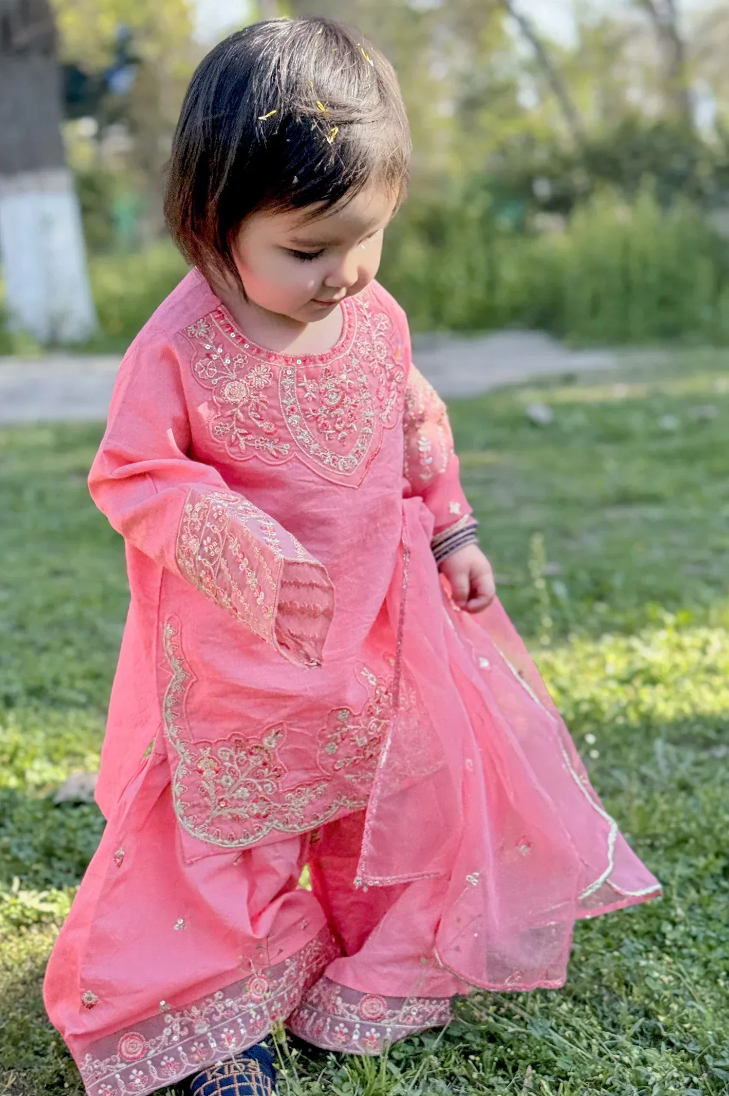 Embroidered Jacquard Coral Girls 3PC - Image 13