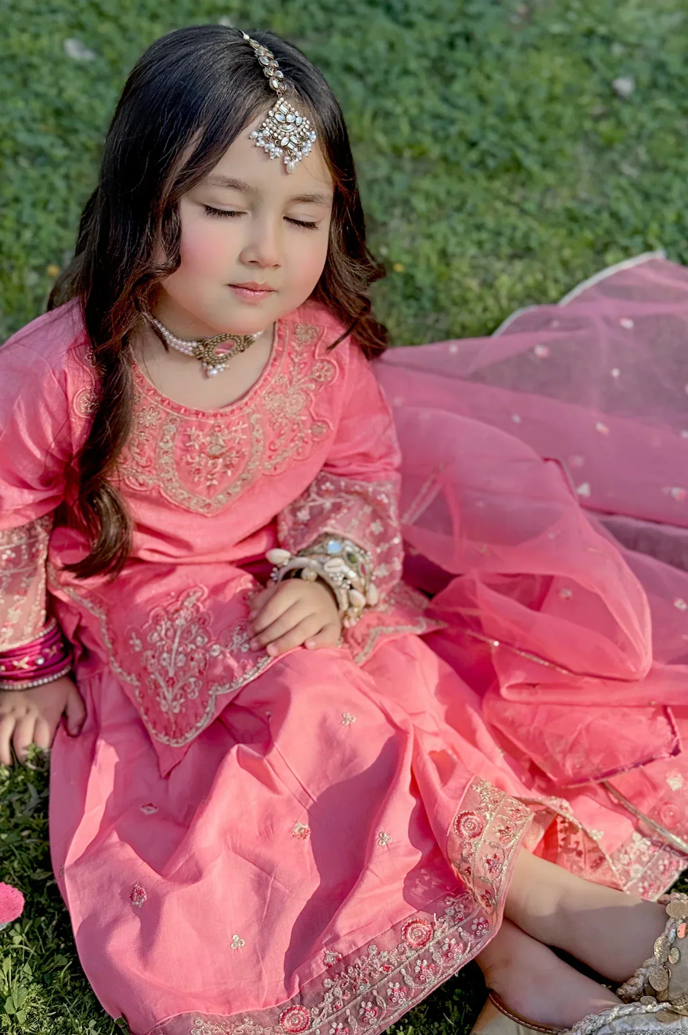 Embroidered Jacquard Coral Girls 3PC - Image 4