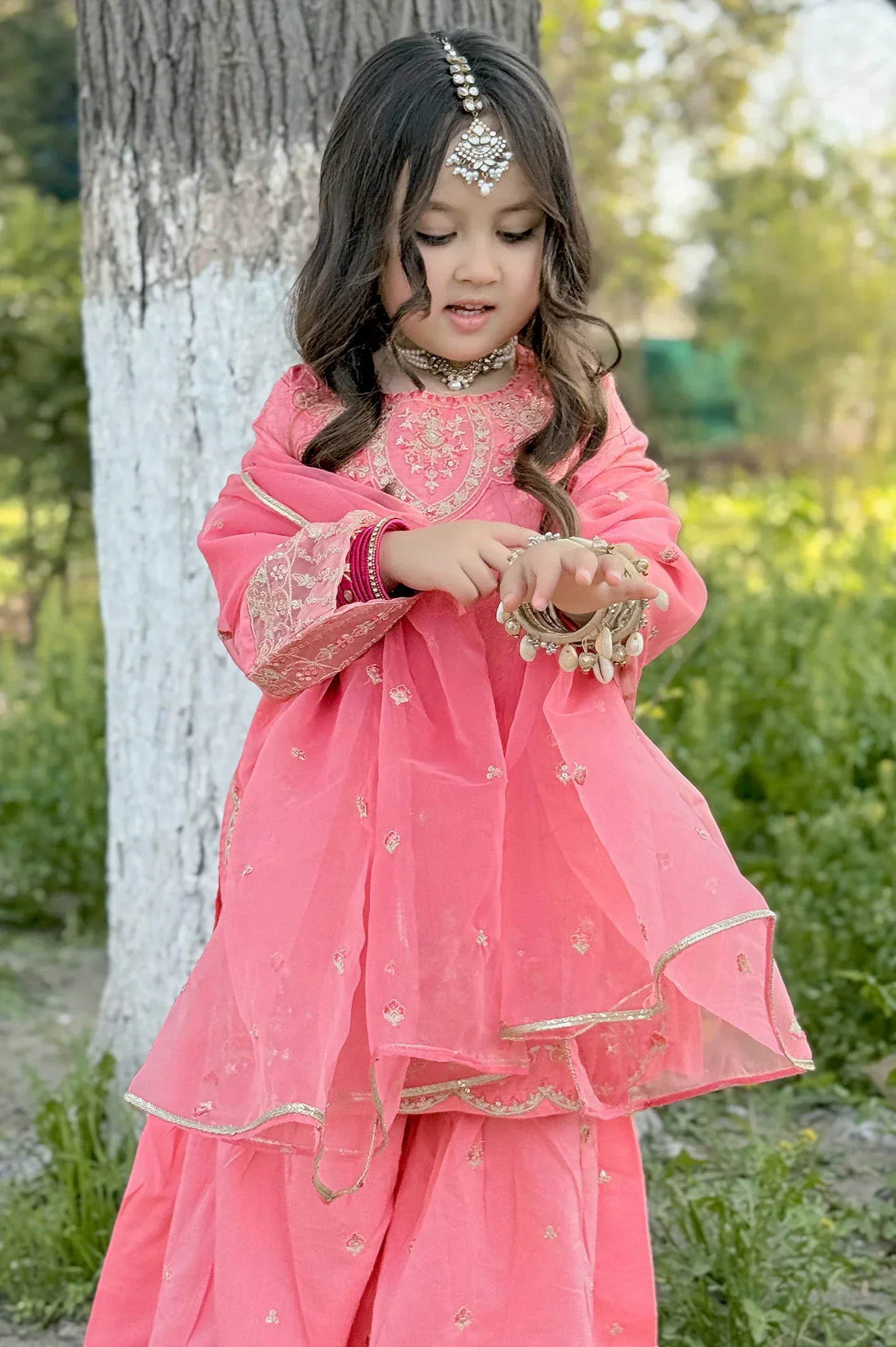 Embroidered Jacquard Coral Girls 3PC - Image 7