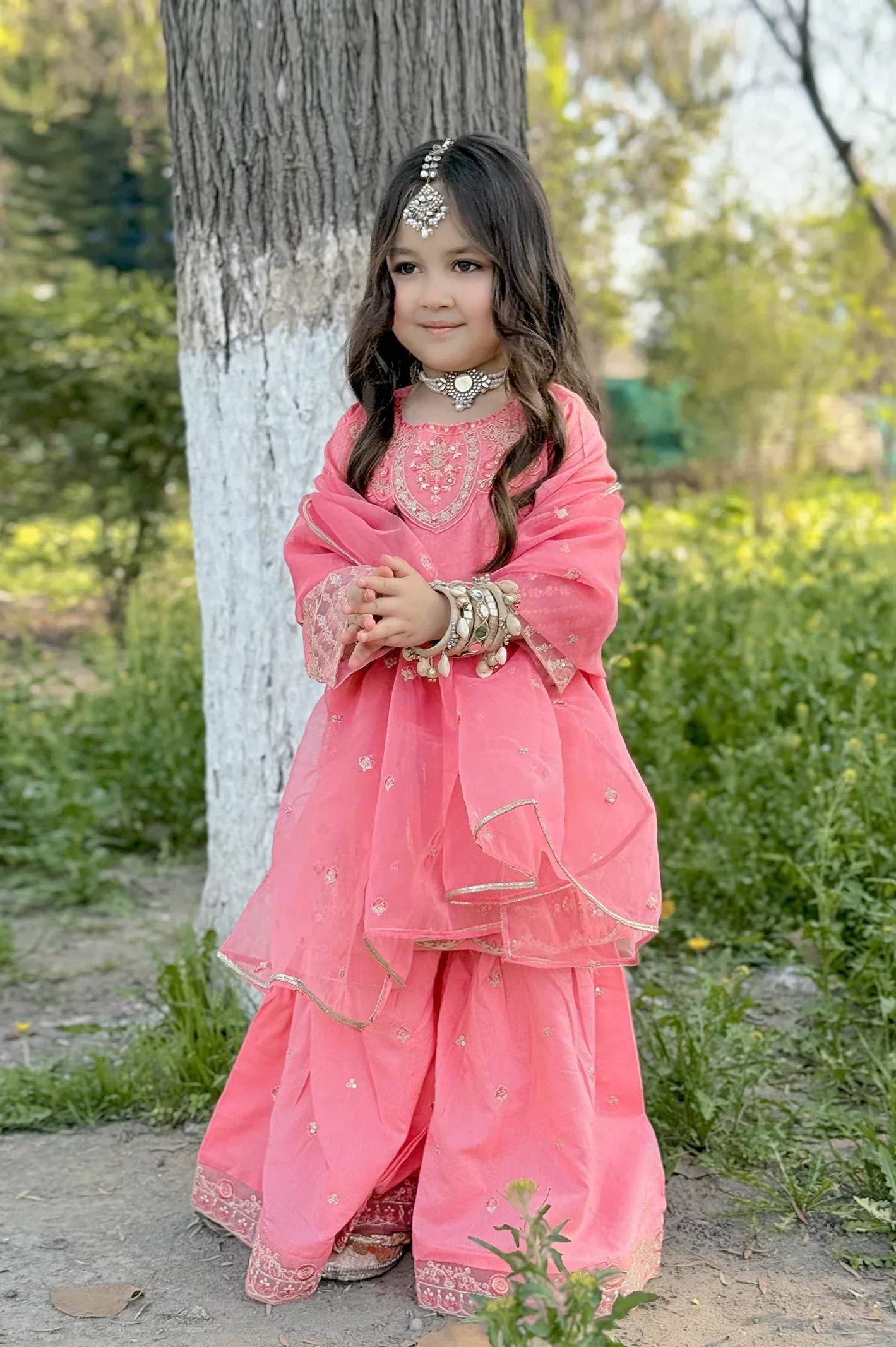 Embroidered Jacquard Coral Girls 3PC - Image 8