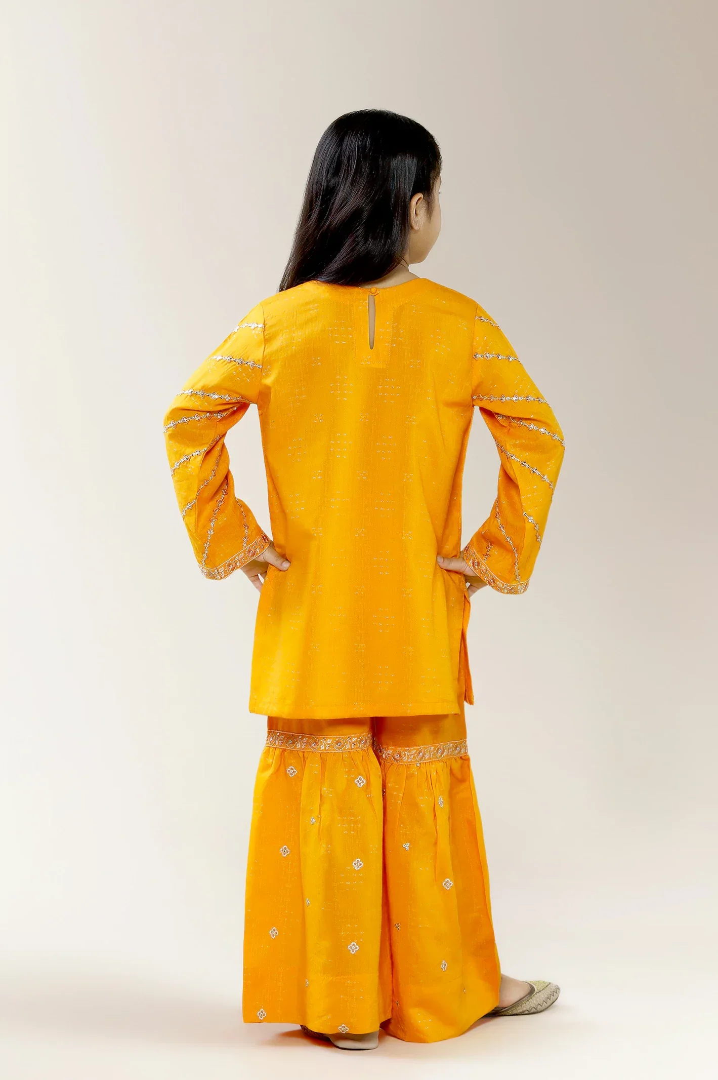 Embroidered Jacquard Yellow Girls 2PC - Image 2