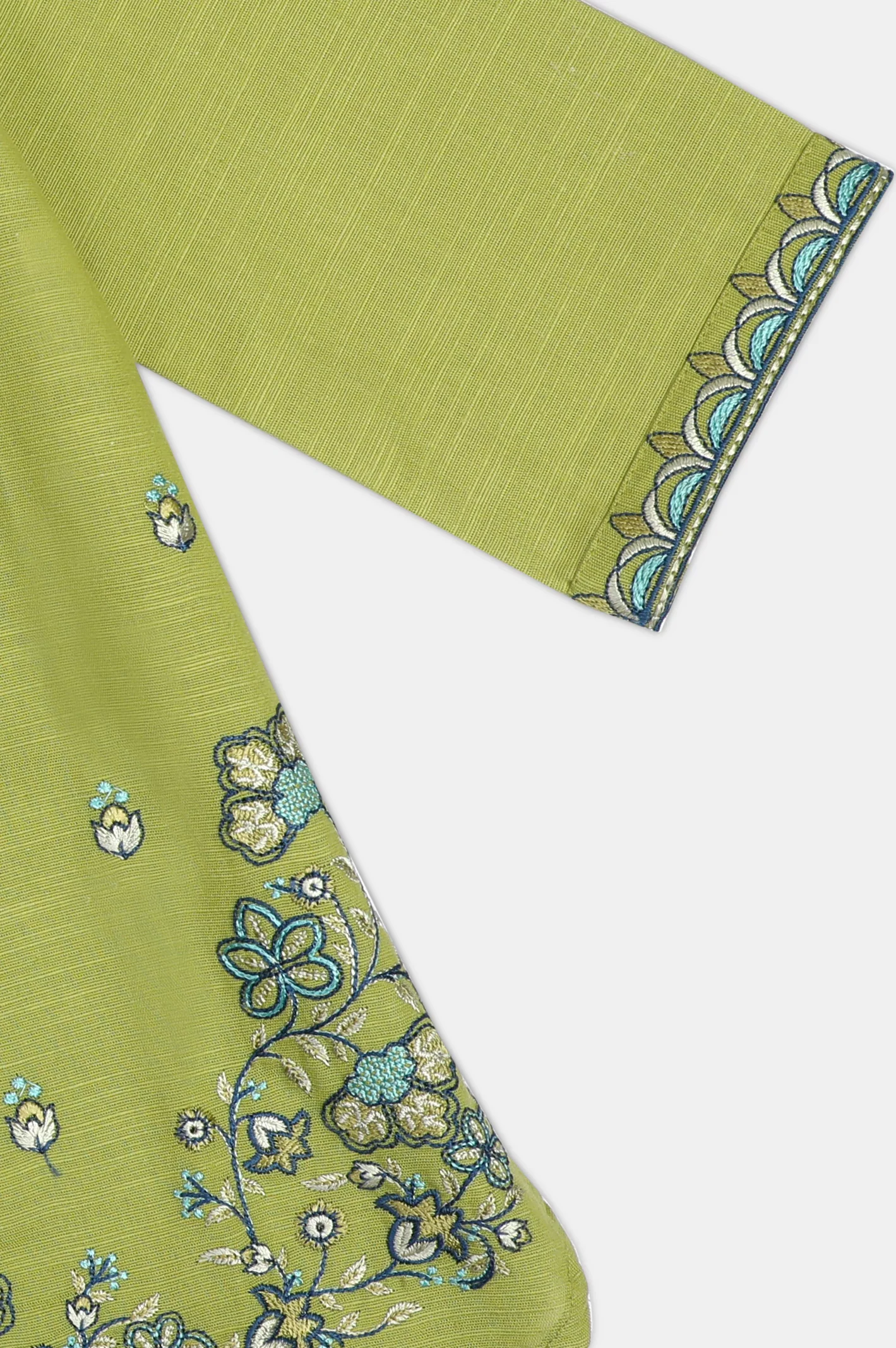 Embroidered Khaddar-Olive Girls 2PC - Image 3