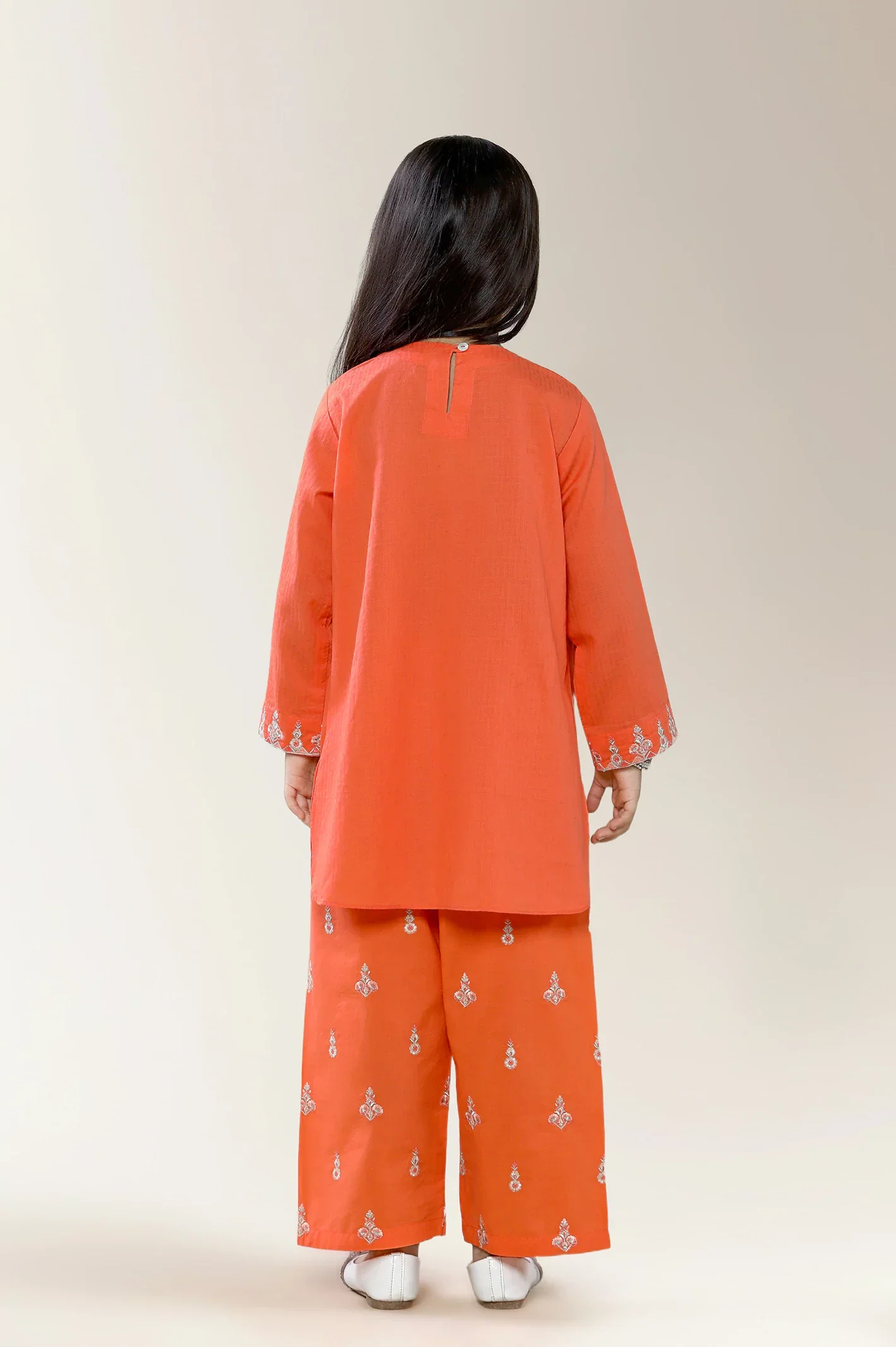 Embroidered Cambric Coral Girls 2PC - Image 2