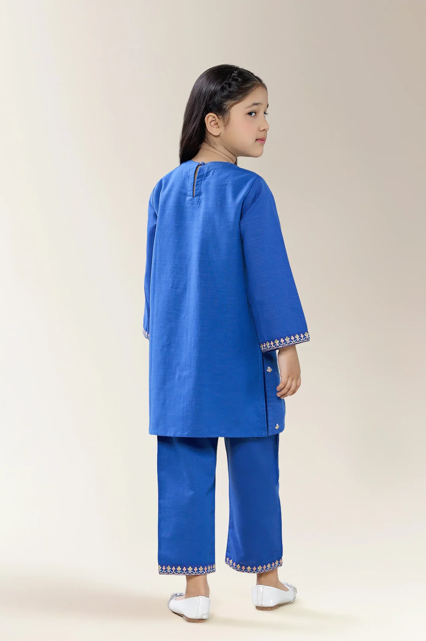 Embroidered Khaddar Blue Girls 2PC - Image 2