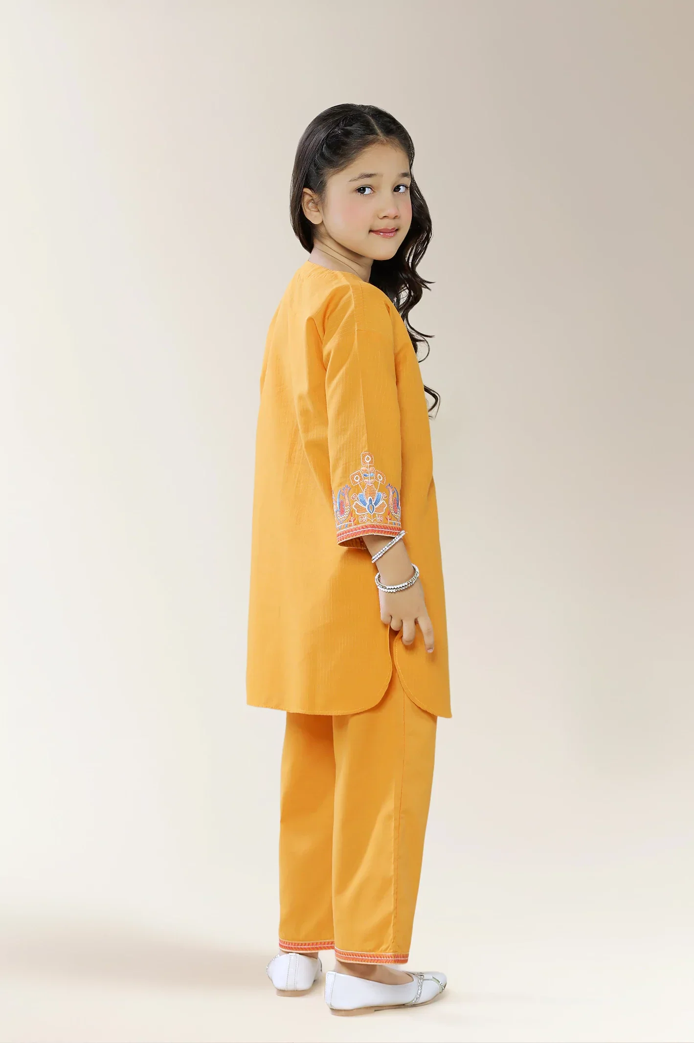 Embroidered Mustard Girls 2PC - Image 2