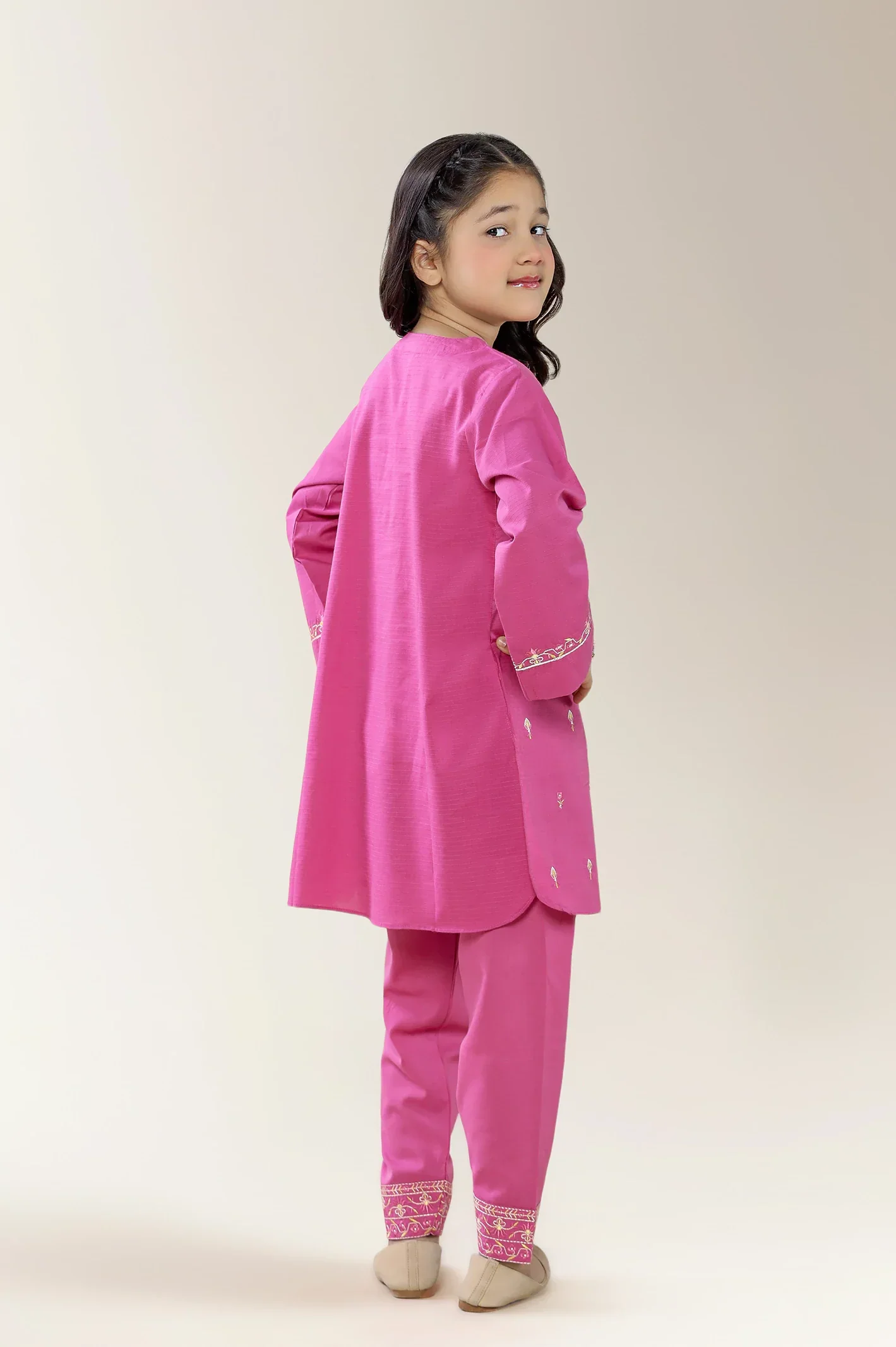 Embroidered Mauve Girls 2PC - Image 2