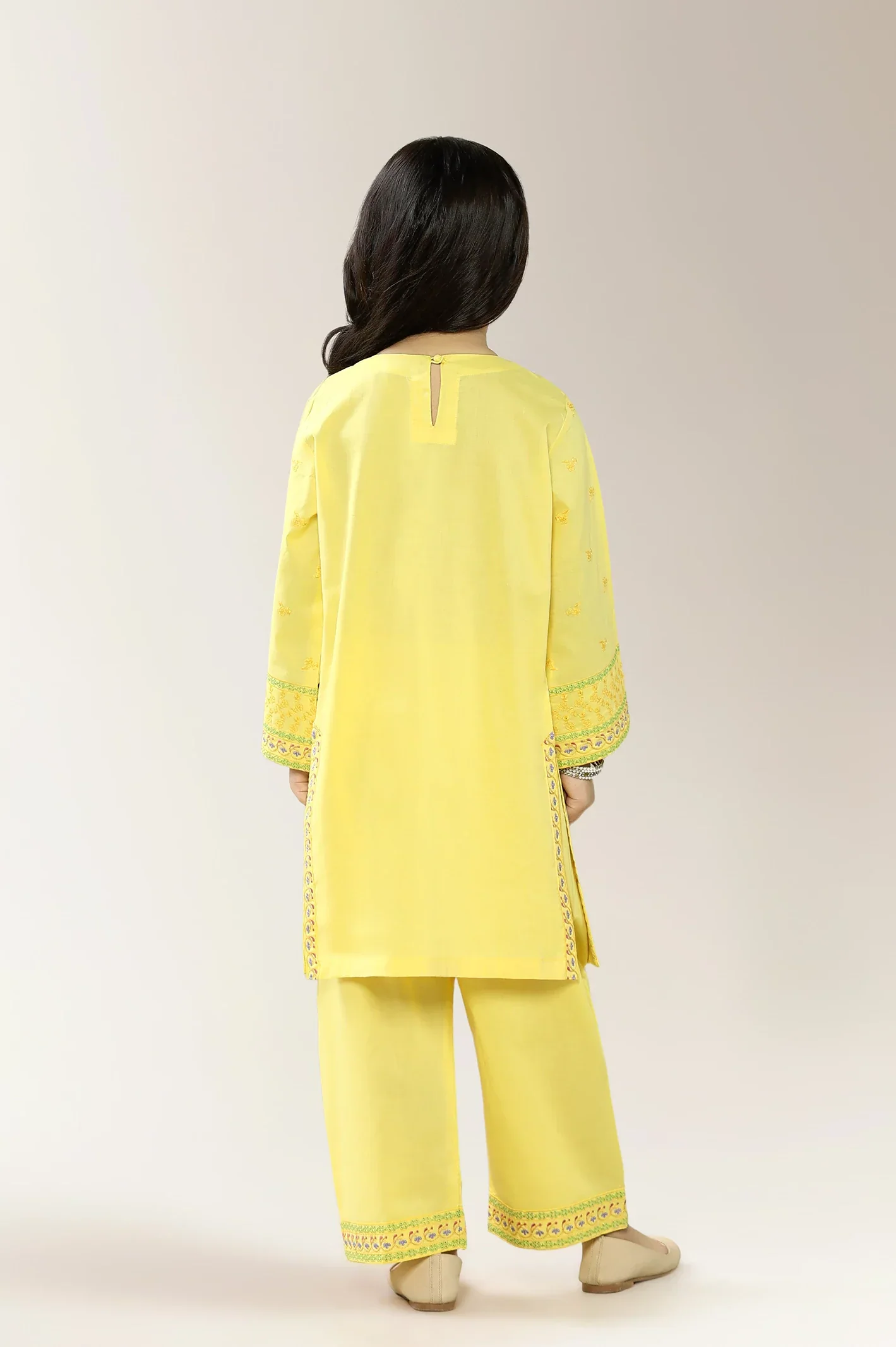 Embroidered Cambric Yellow Girls 2PC - Image 2