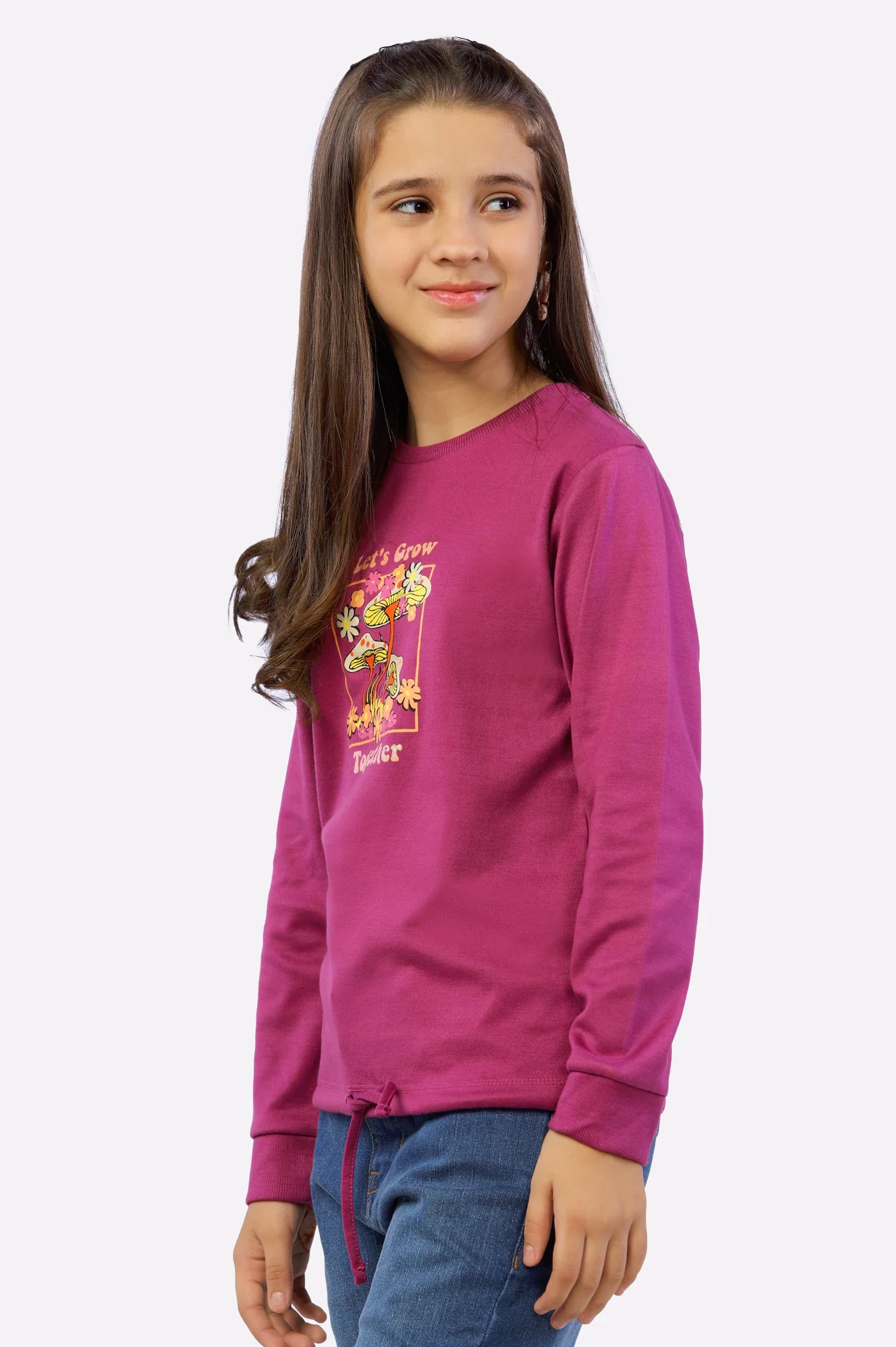Purple Graphic Printed Girls Sweatshirt - Image 3