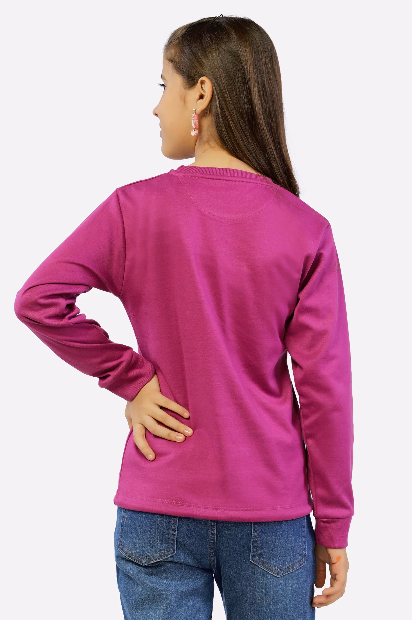 Purple Graphic Printed Girls Sweatshirt - Image 4