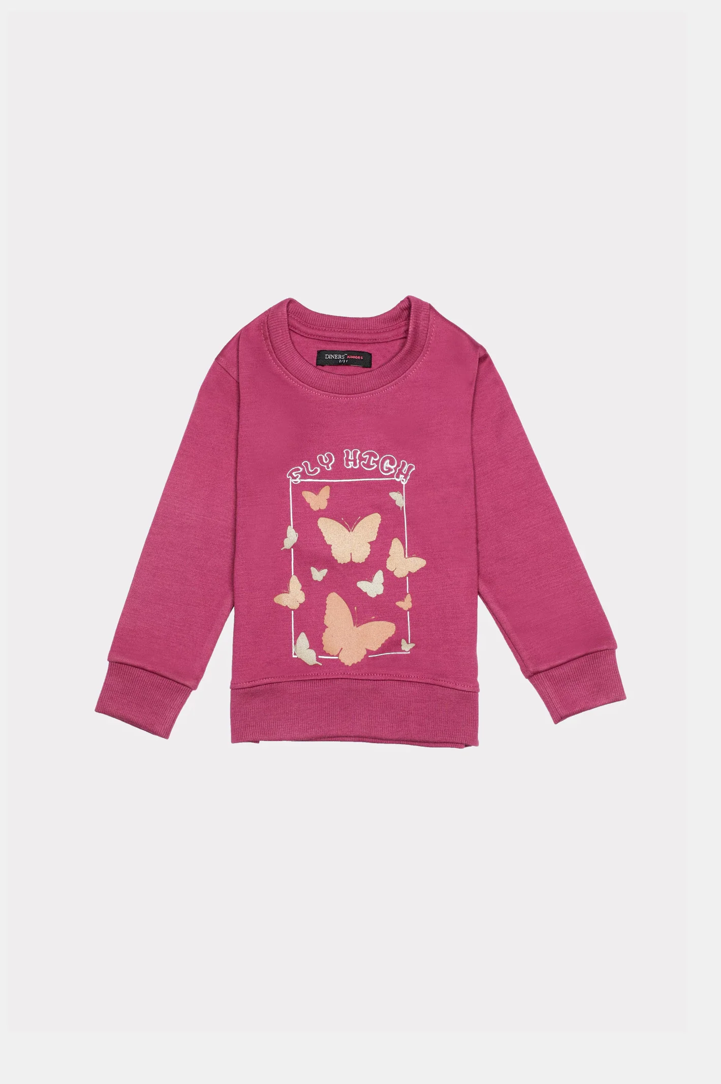 Purple Butterfly Printed Girls Sweatshirt
