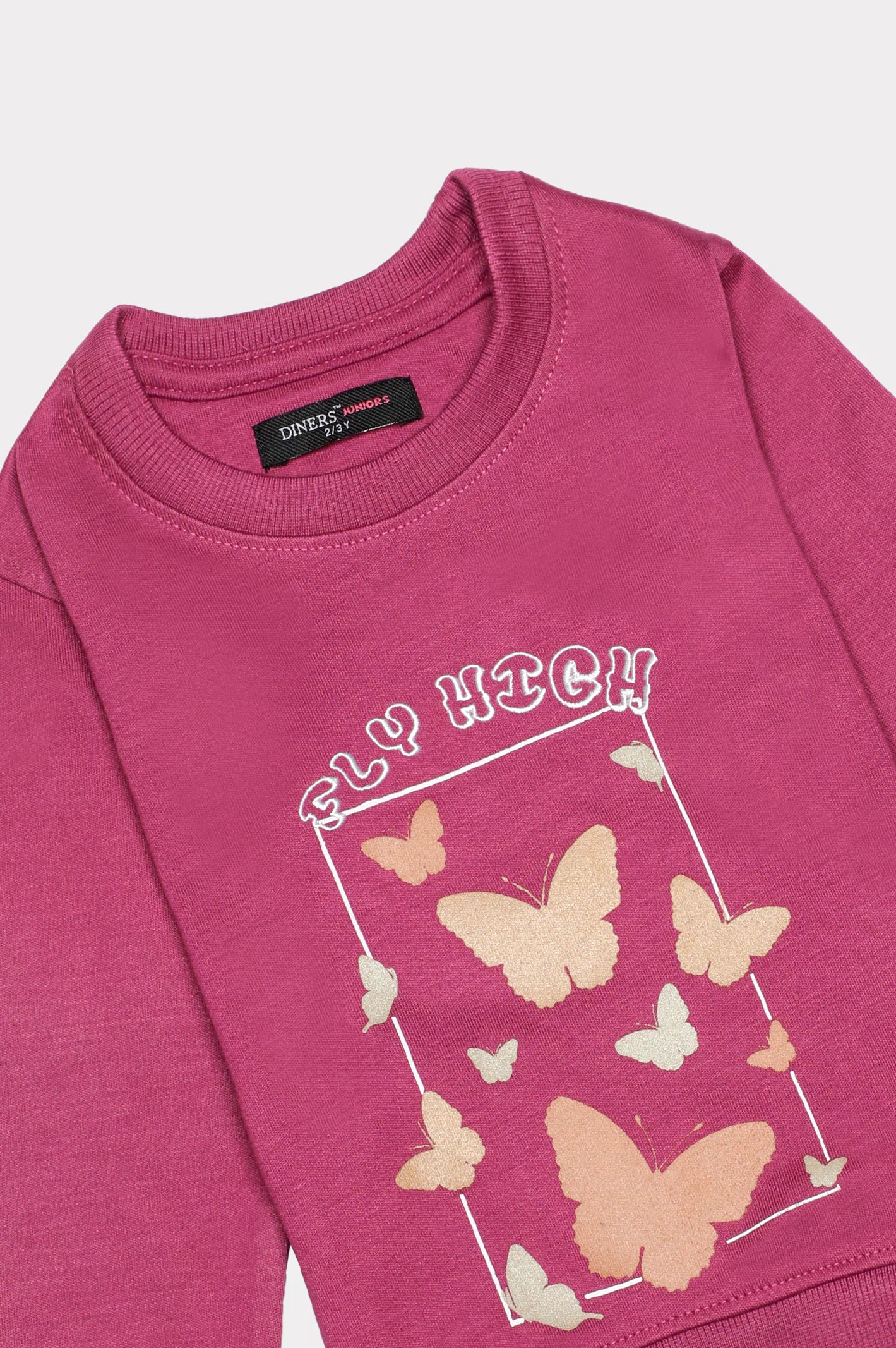 Purple Butterfly Printed Girls Sweatshirt - Image 2
