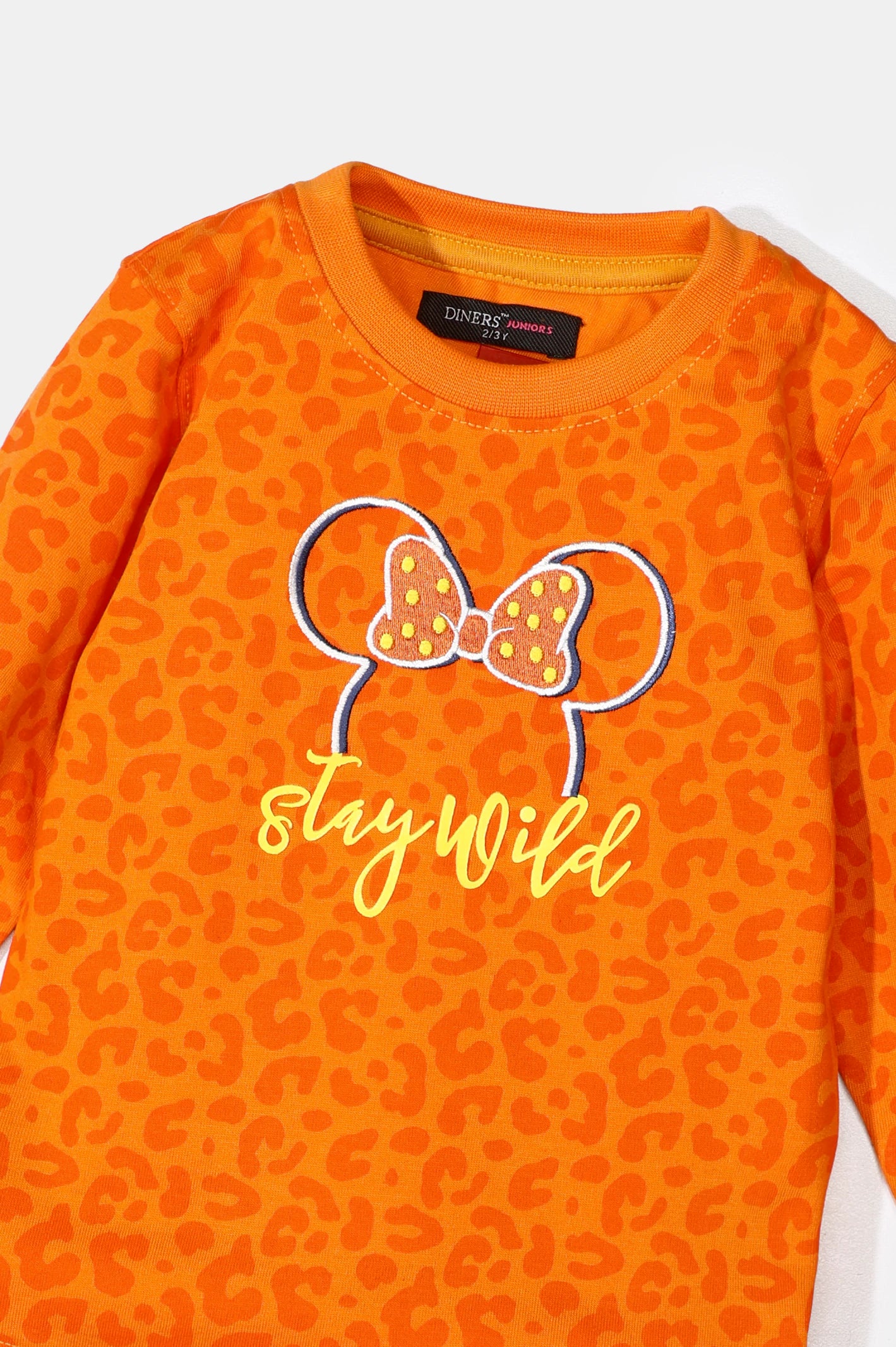 Orange Printed Girls Sweatshirt - Image 2