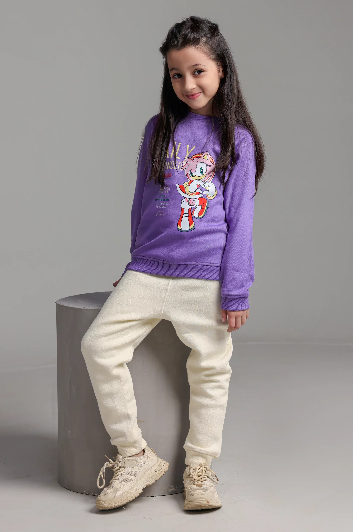 Lavender Graphic Girls Sweatshirt - Image 2