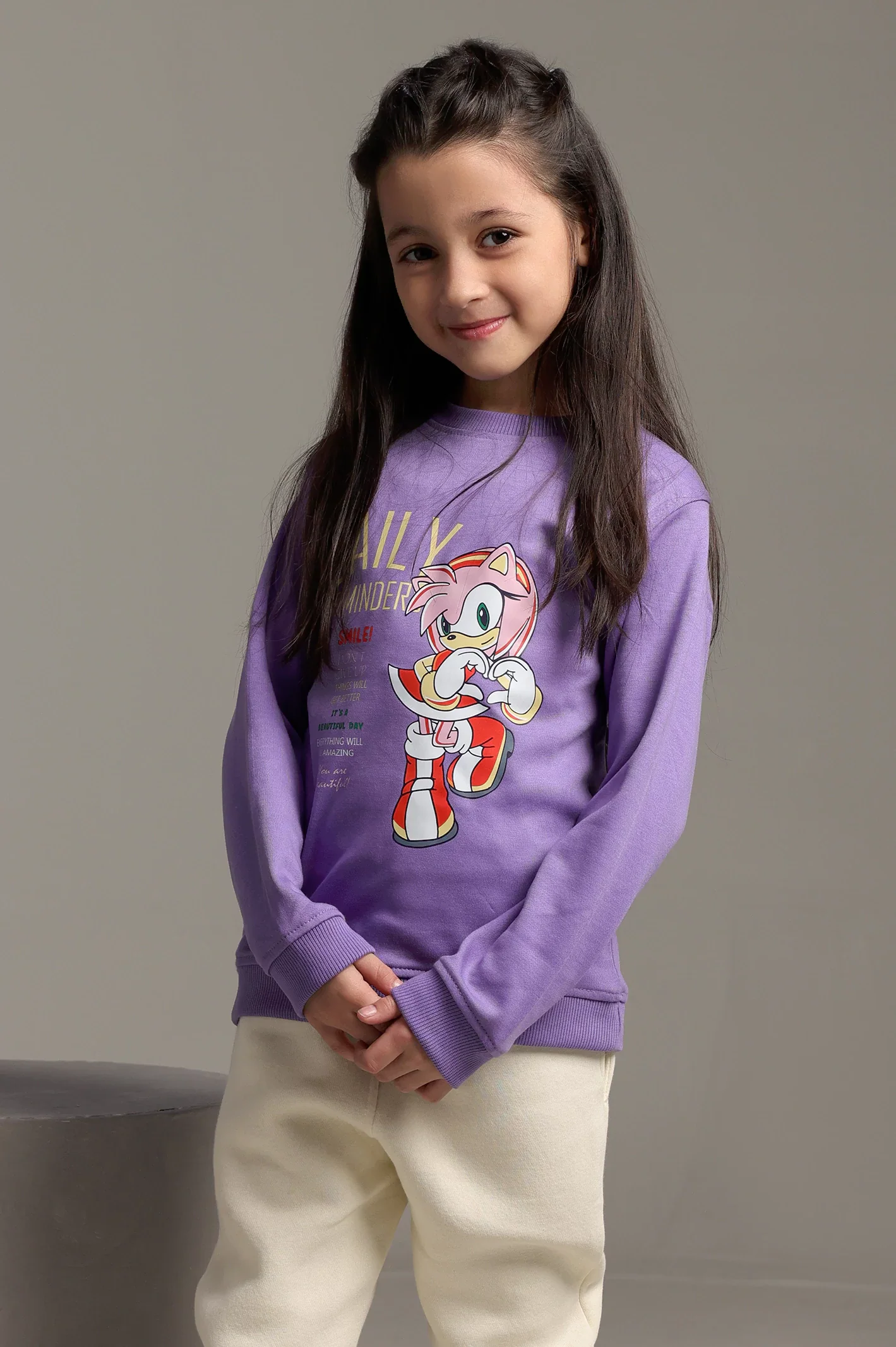 Lavender Graphic Girls Sweatshirt - Image 3