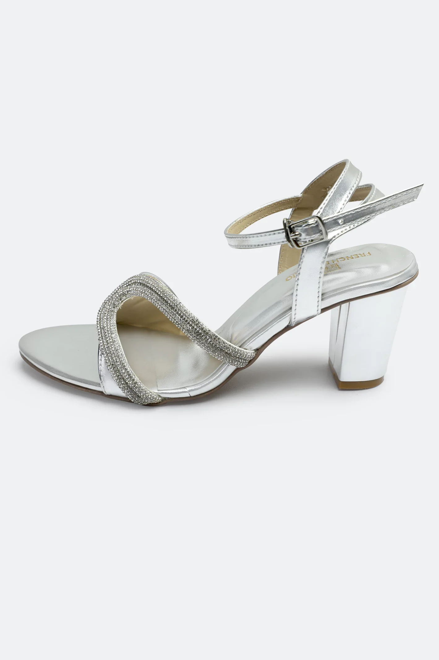 Women's Silver Strappy Block Heel Sandals - Image 3