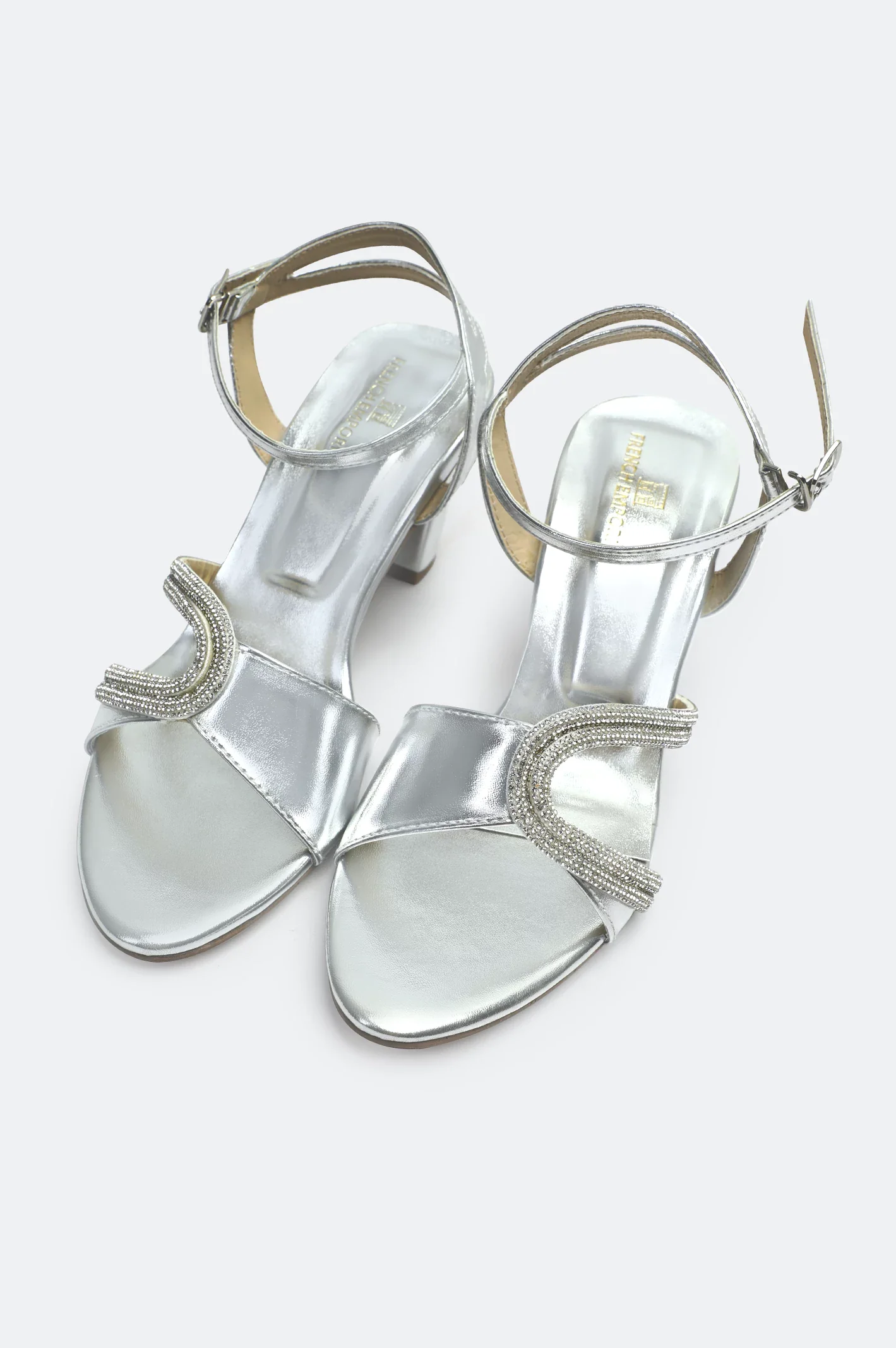 Women's Silver Strappy Block Heel Sandals - Image 4