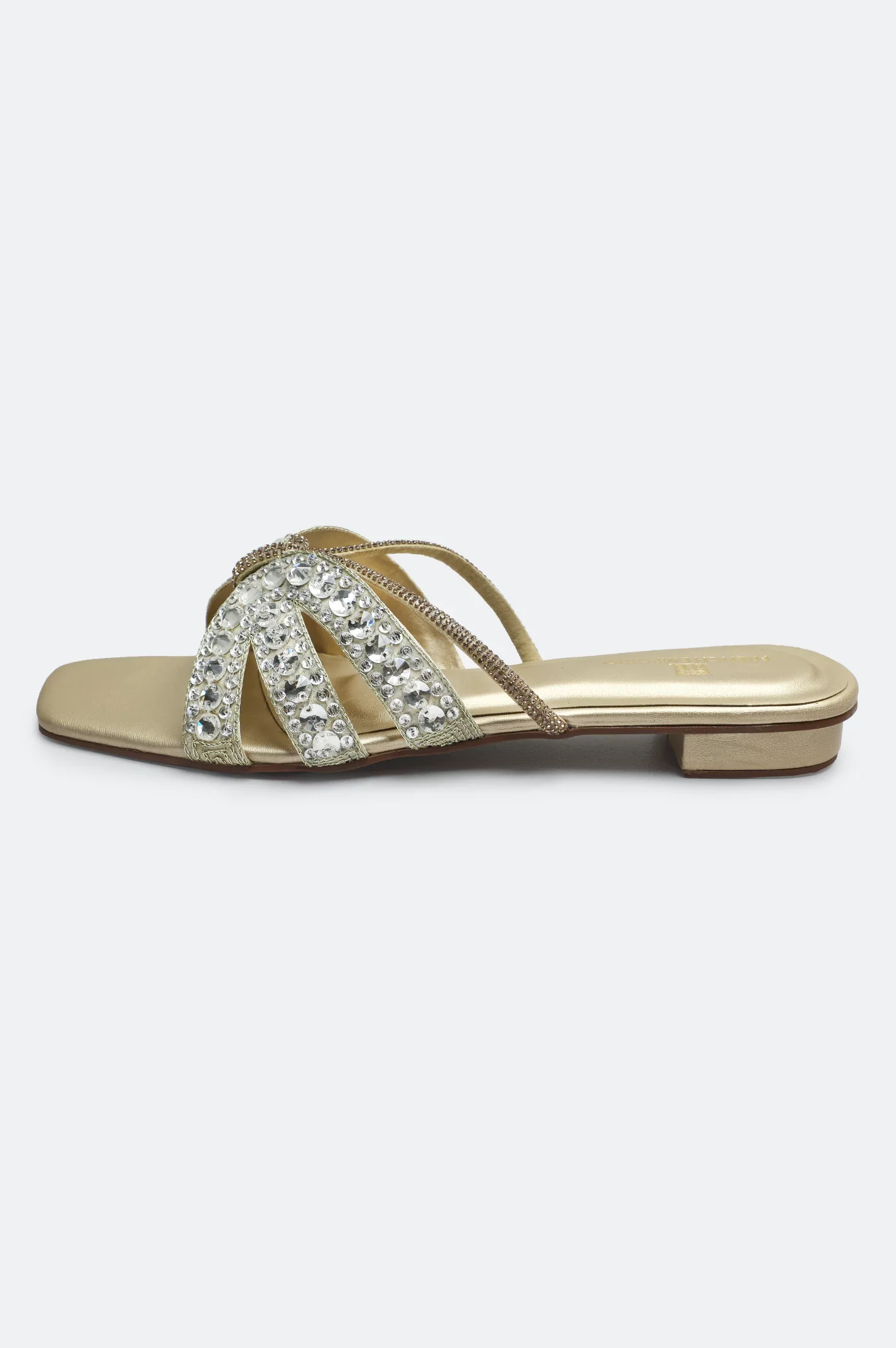 Golden Crystal Bow Slides Slippers - Image 3