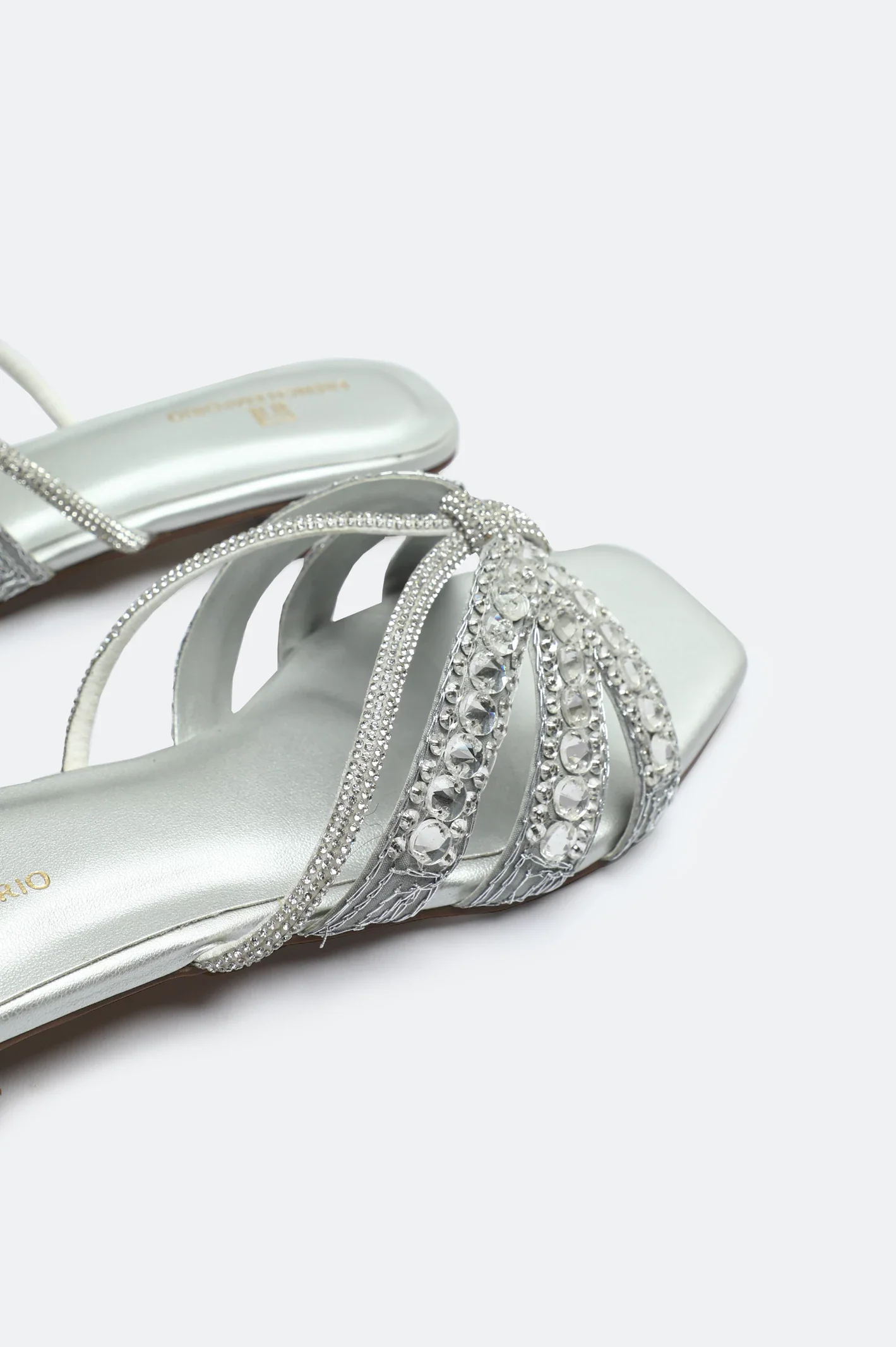 Silver Crystal Bow Slides Slippers - Image 2