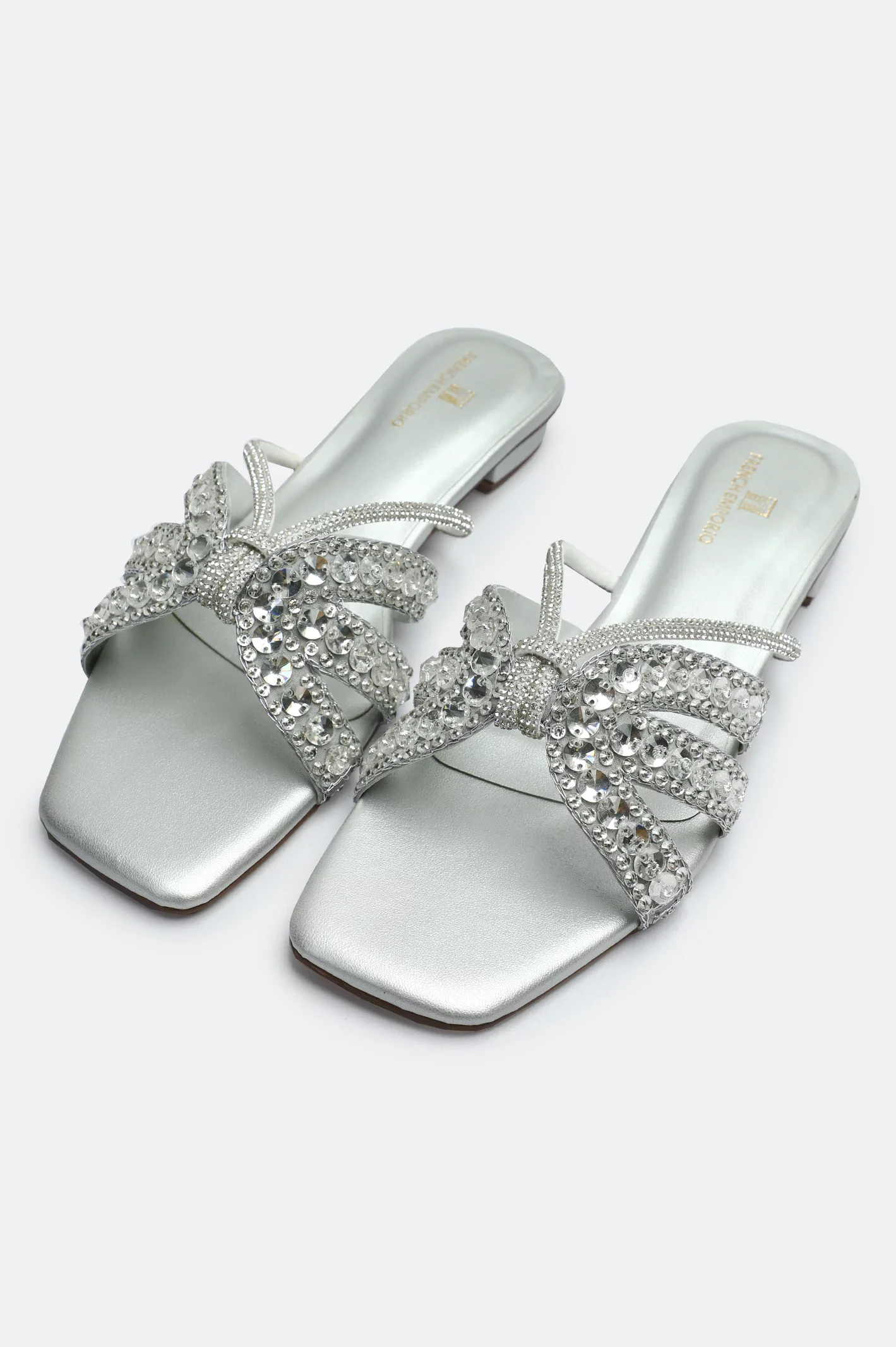 Silver Crystal Bow Slides Slippers - Image 4