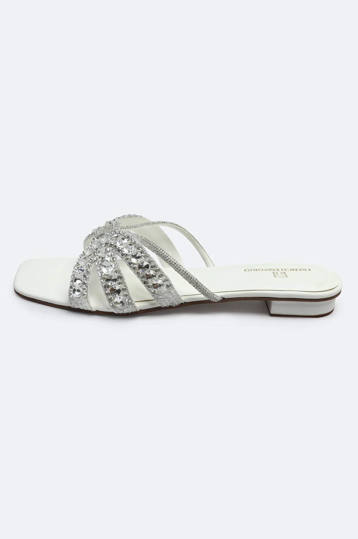 White Crystal Bow Slides Slippers - Image 3