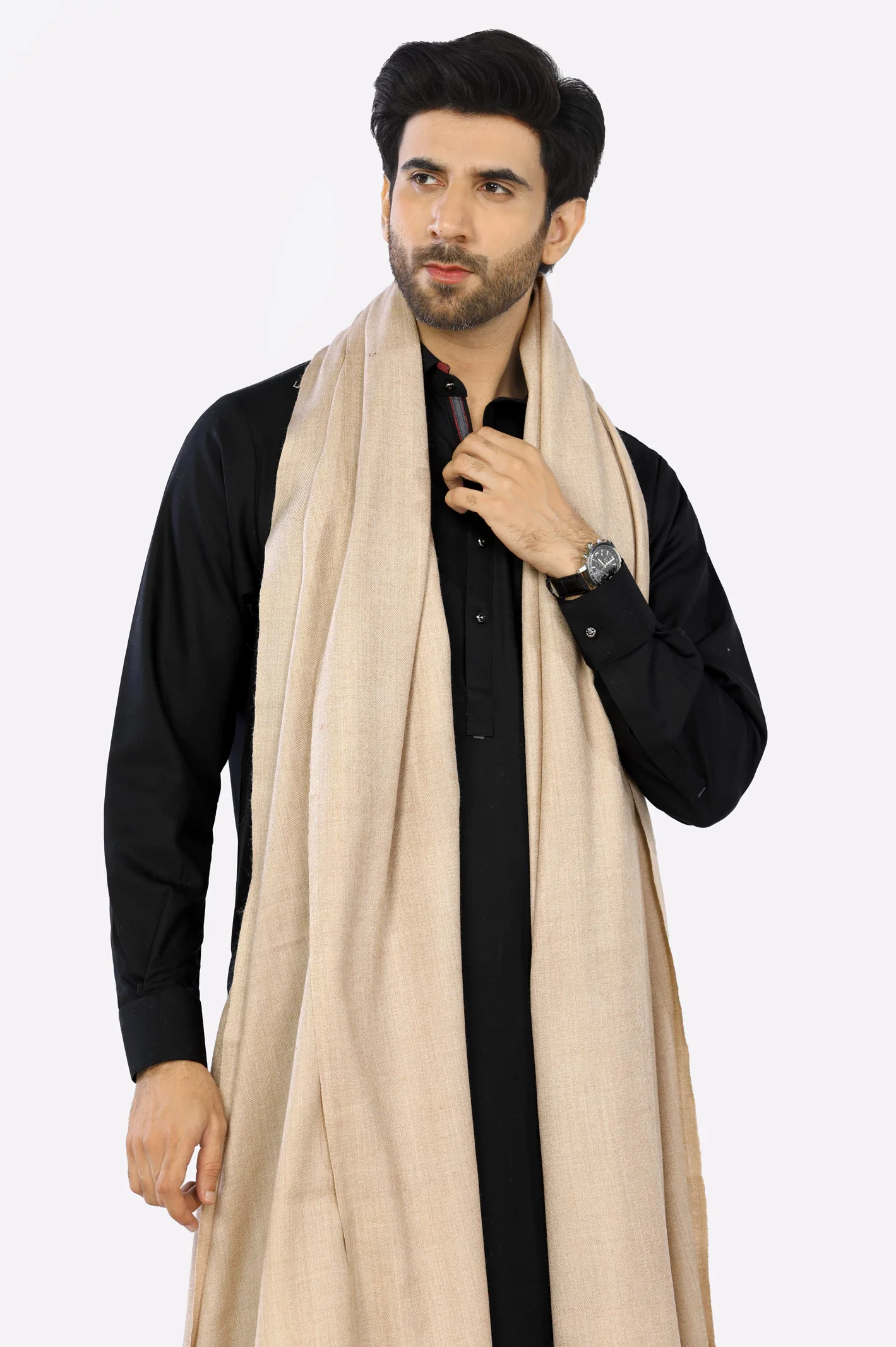 Men Fawn Woolen Shawl - Image 2
