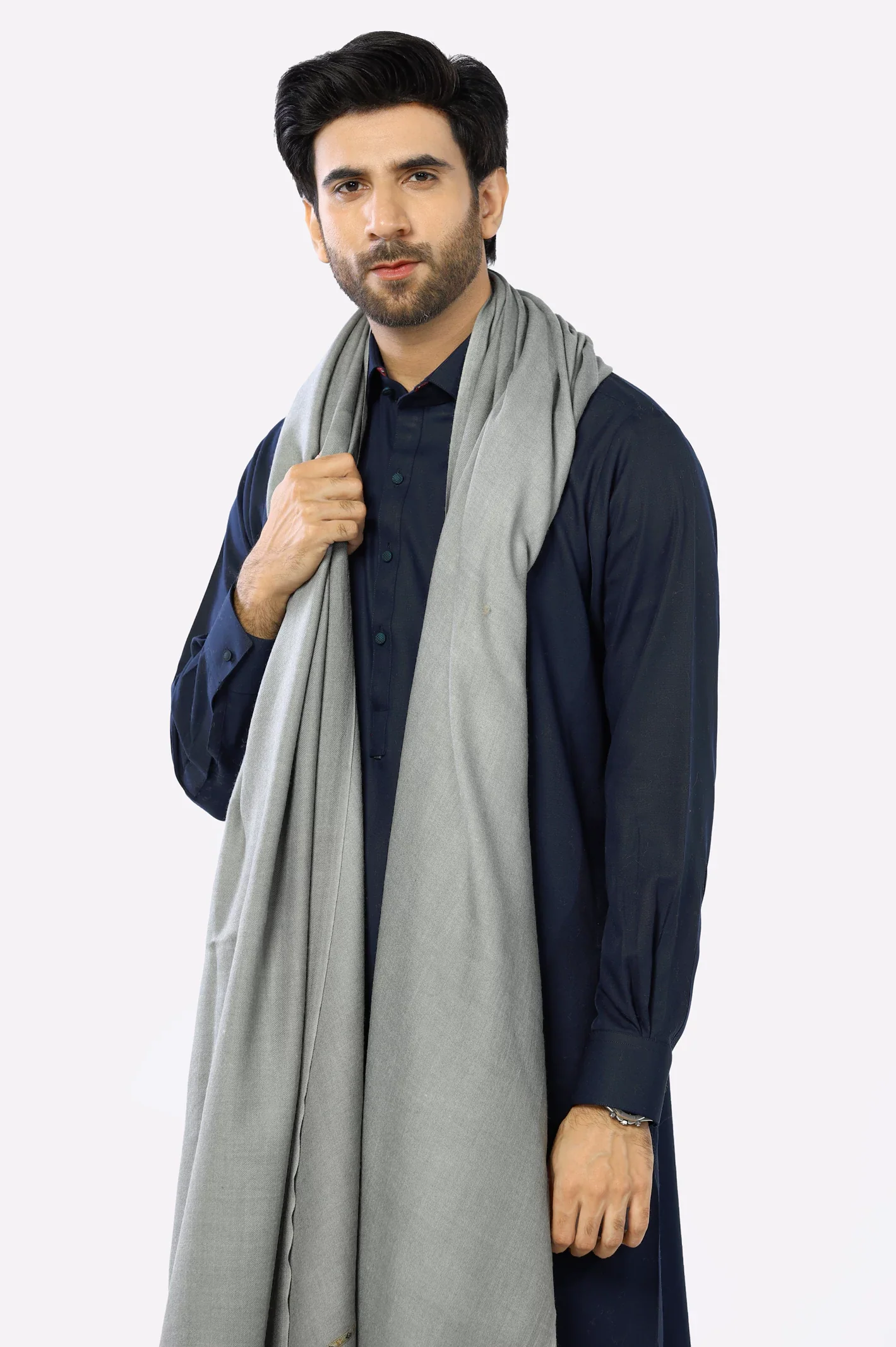 Mens Light Grey Shawl - Image 2