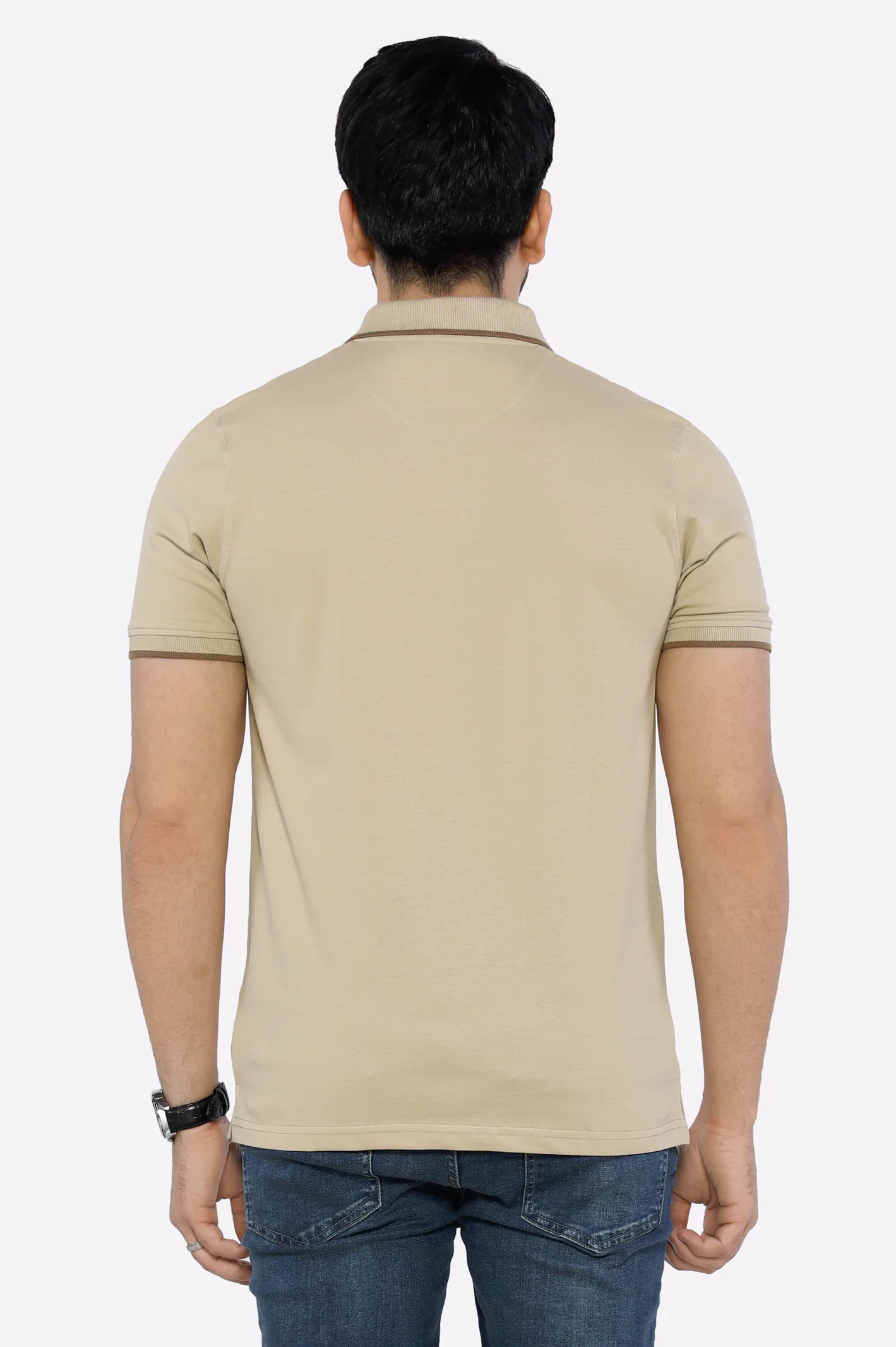 Beige Solid Collar Polo - Image 2