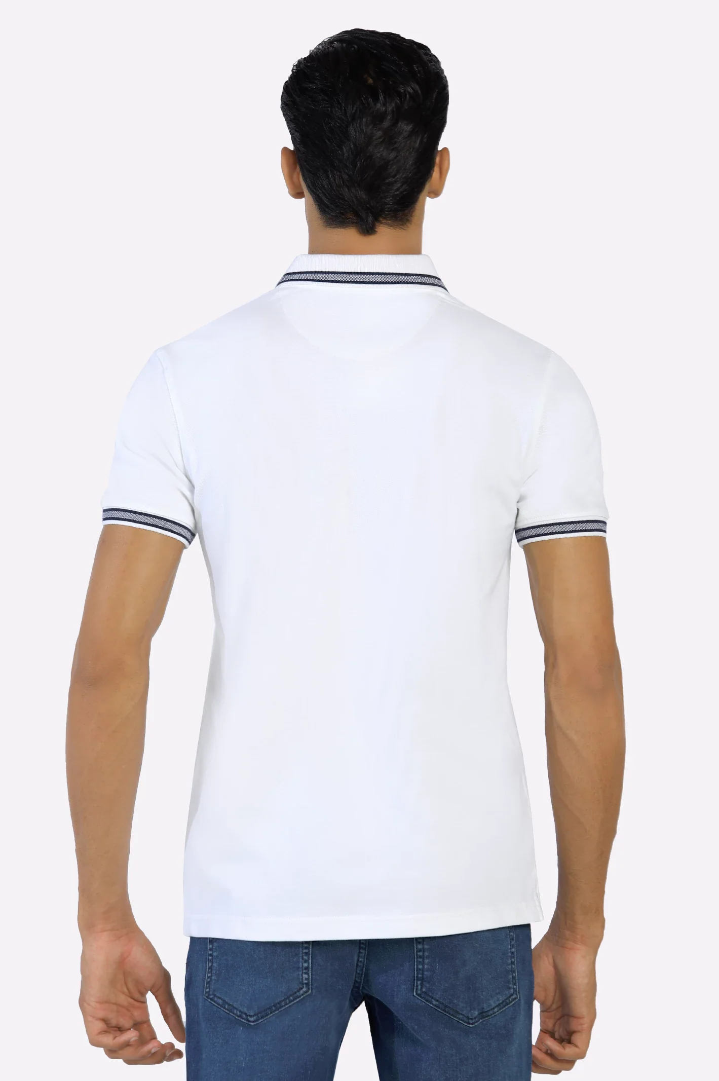 White Jacquard Collar Polo - Image 3