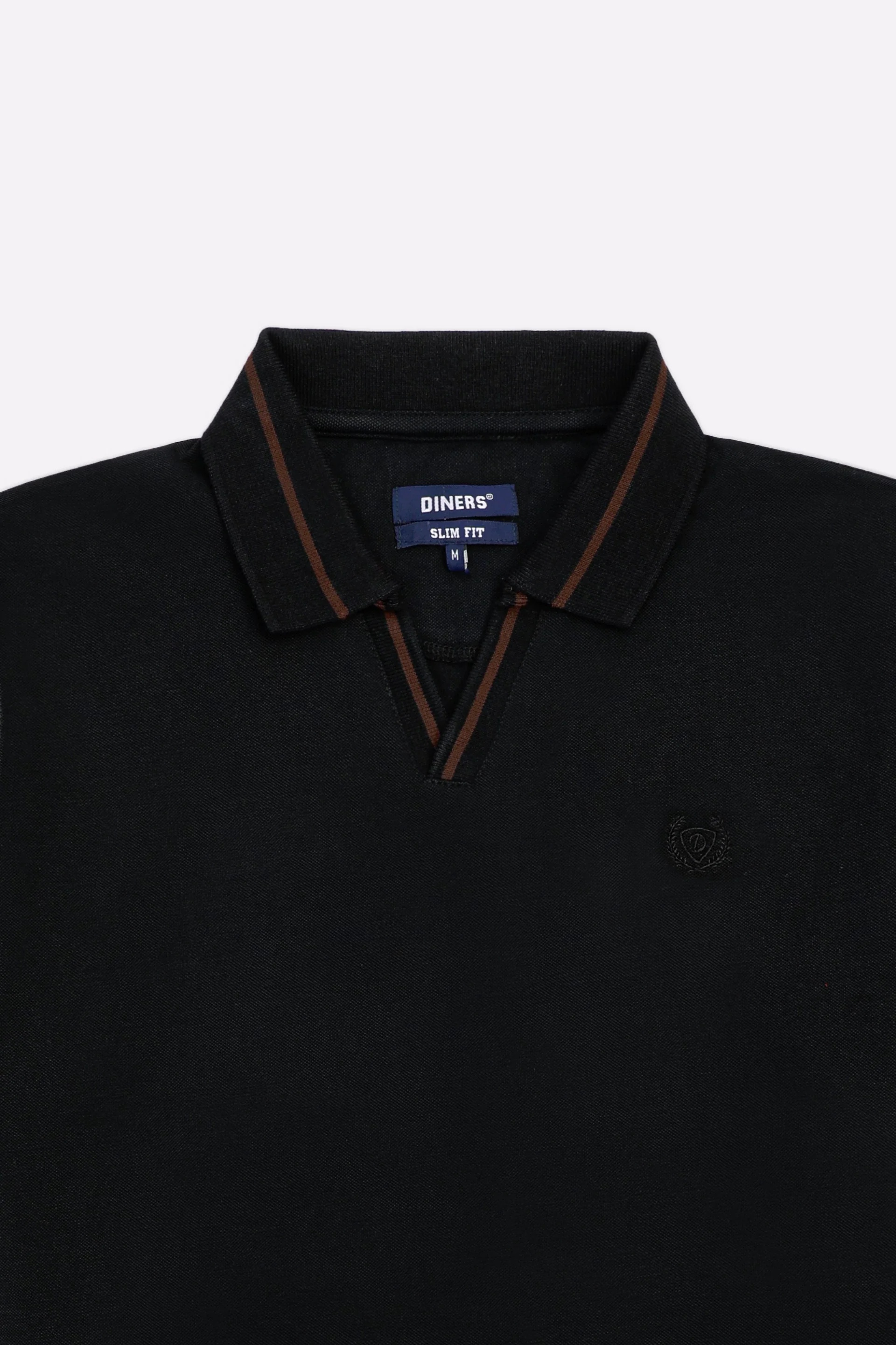 Black Solid Collar Lycra Polo - Image 2