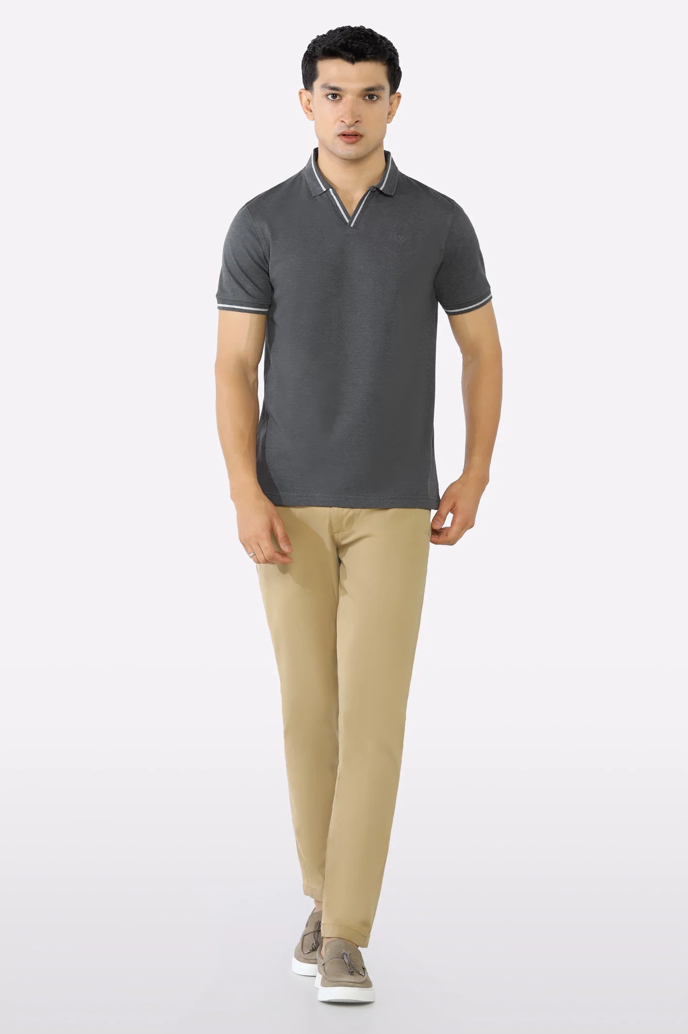 Solid Collar Lycra Polo - Image 2