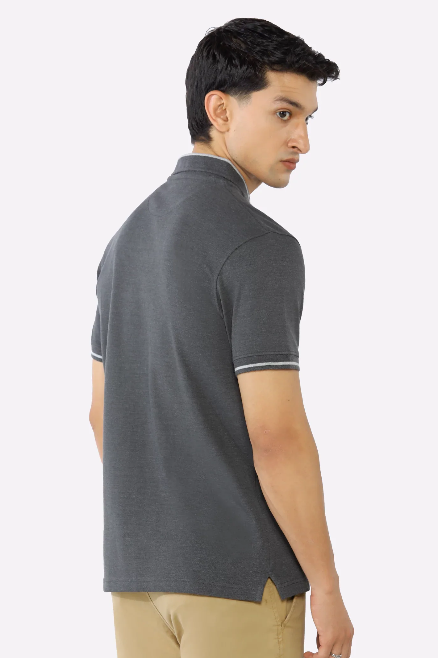 Solid Collar Lycra Polo - Image 3