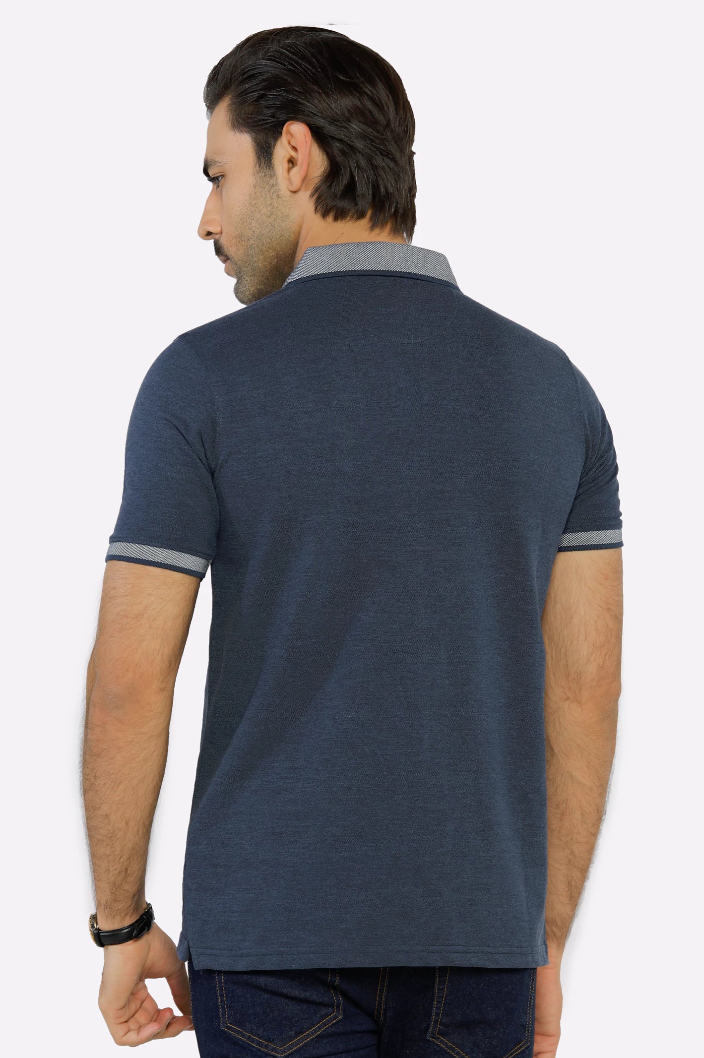 Charcoal Jacquard Collar Polo - Image 3