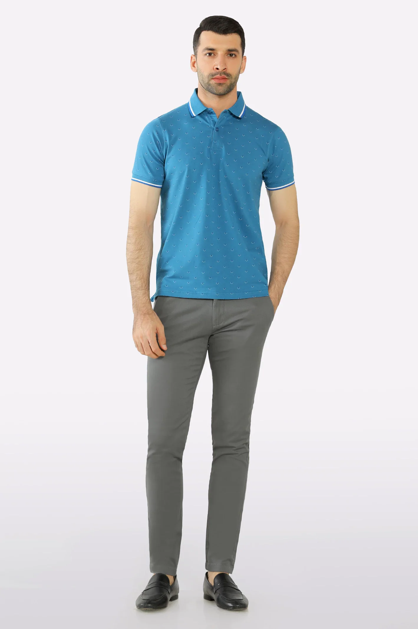 Blue All Over Printed Polo - Image 2
