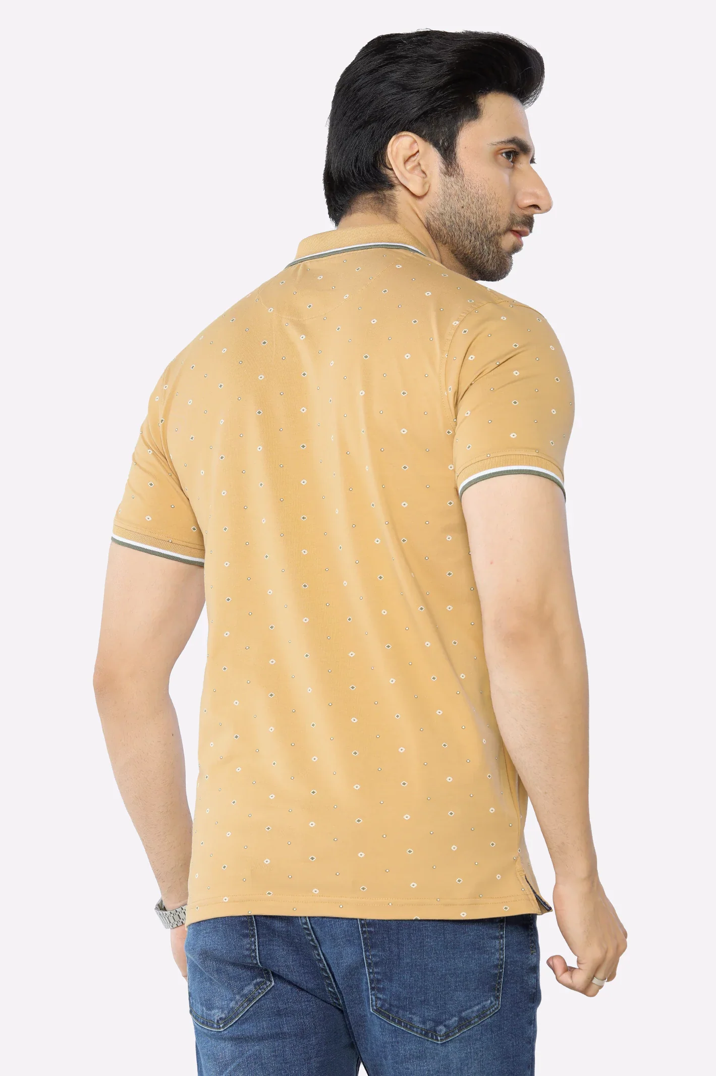 Beige Printed Polo - Image 3