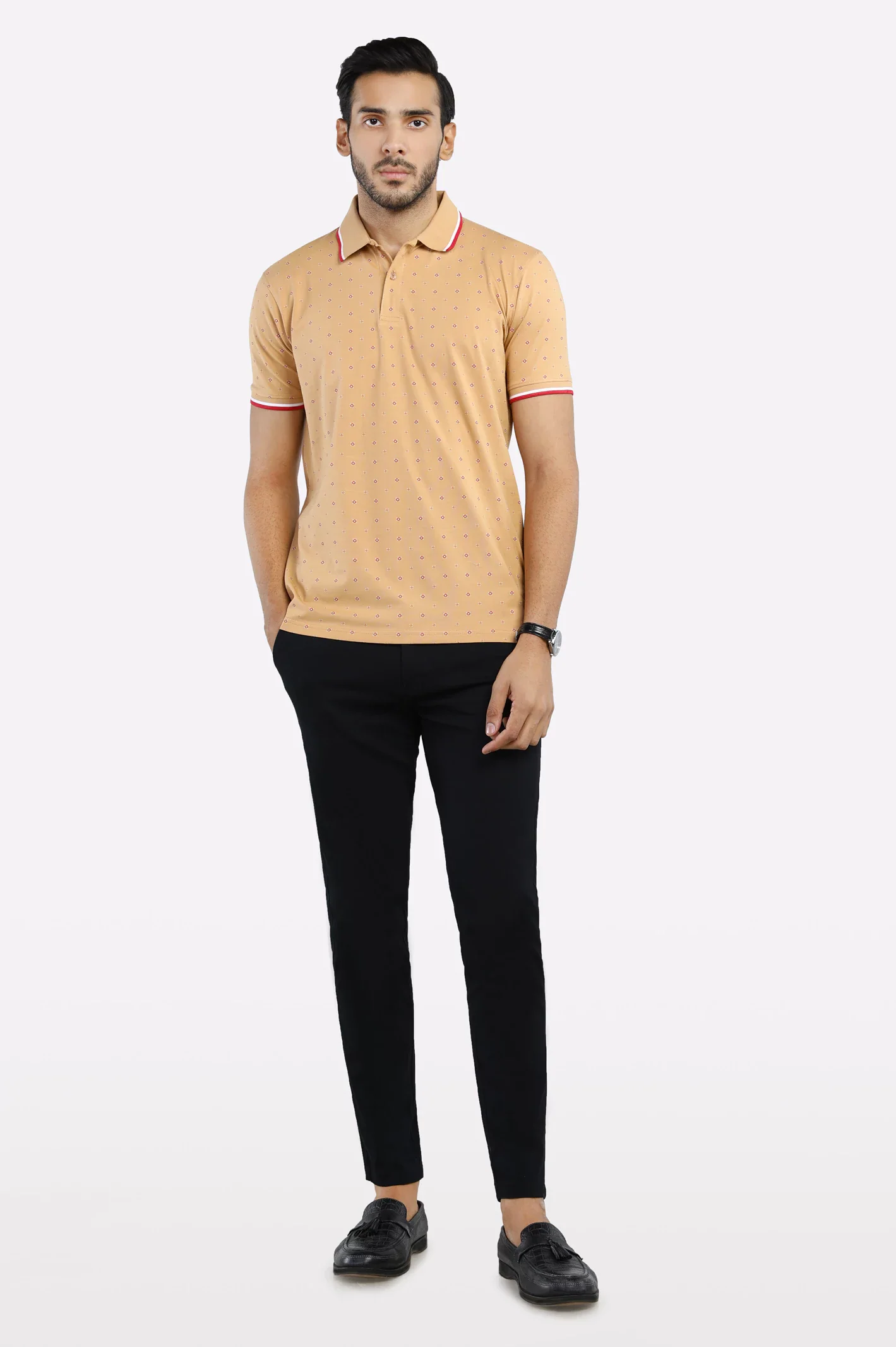 Beige All Over Printed Polo - Image 2