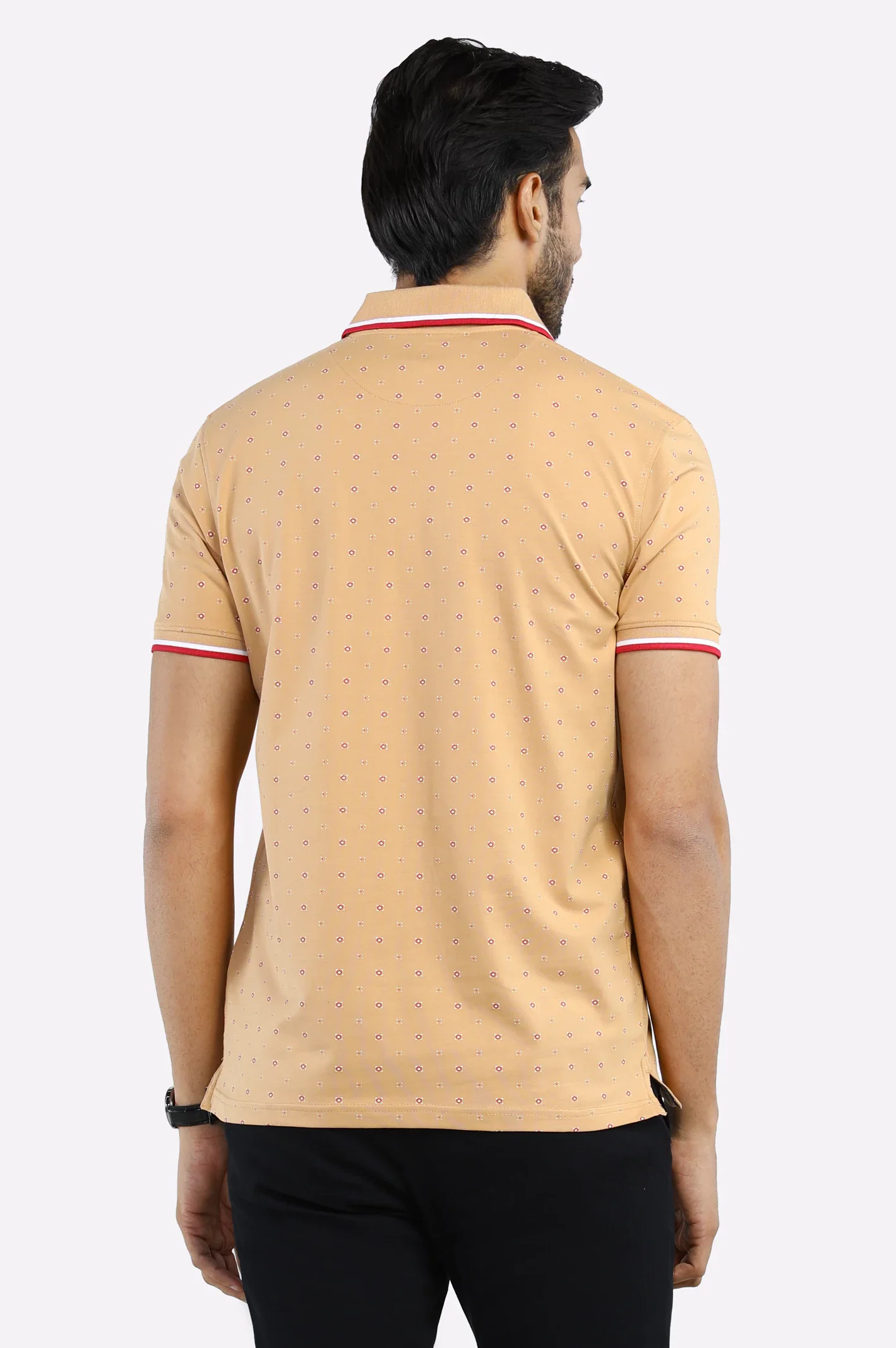 Beige All Over Printed Polo - Image 3