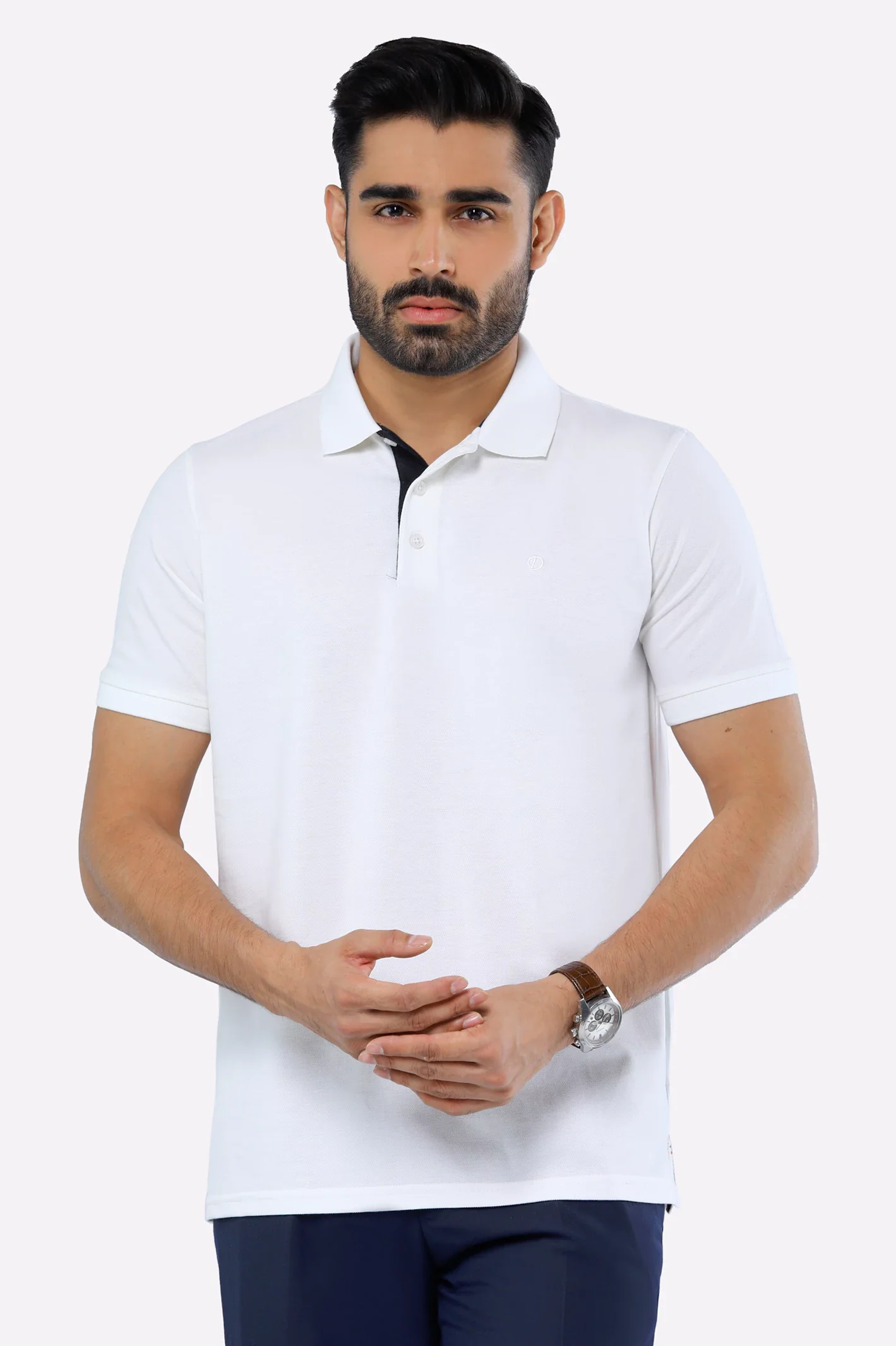 White Tipping Collar Polo