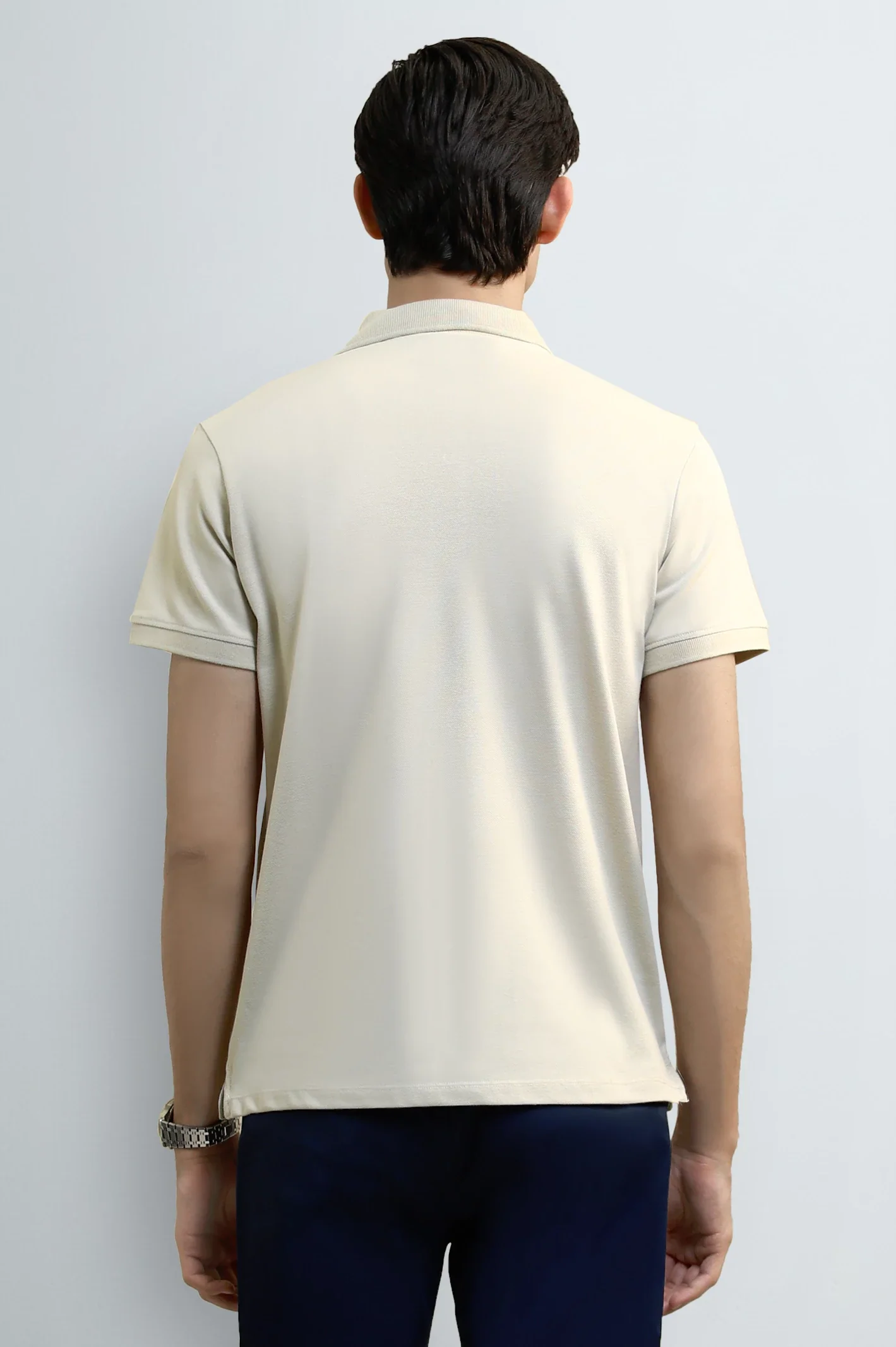 Beige Solid Collar Polo - Image 3