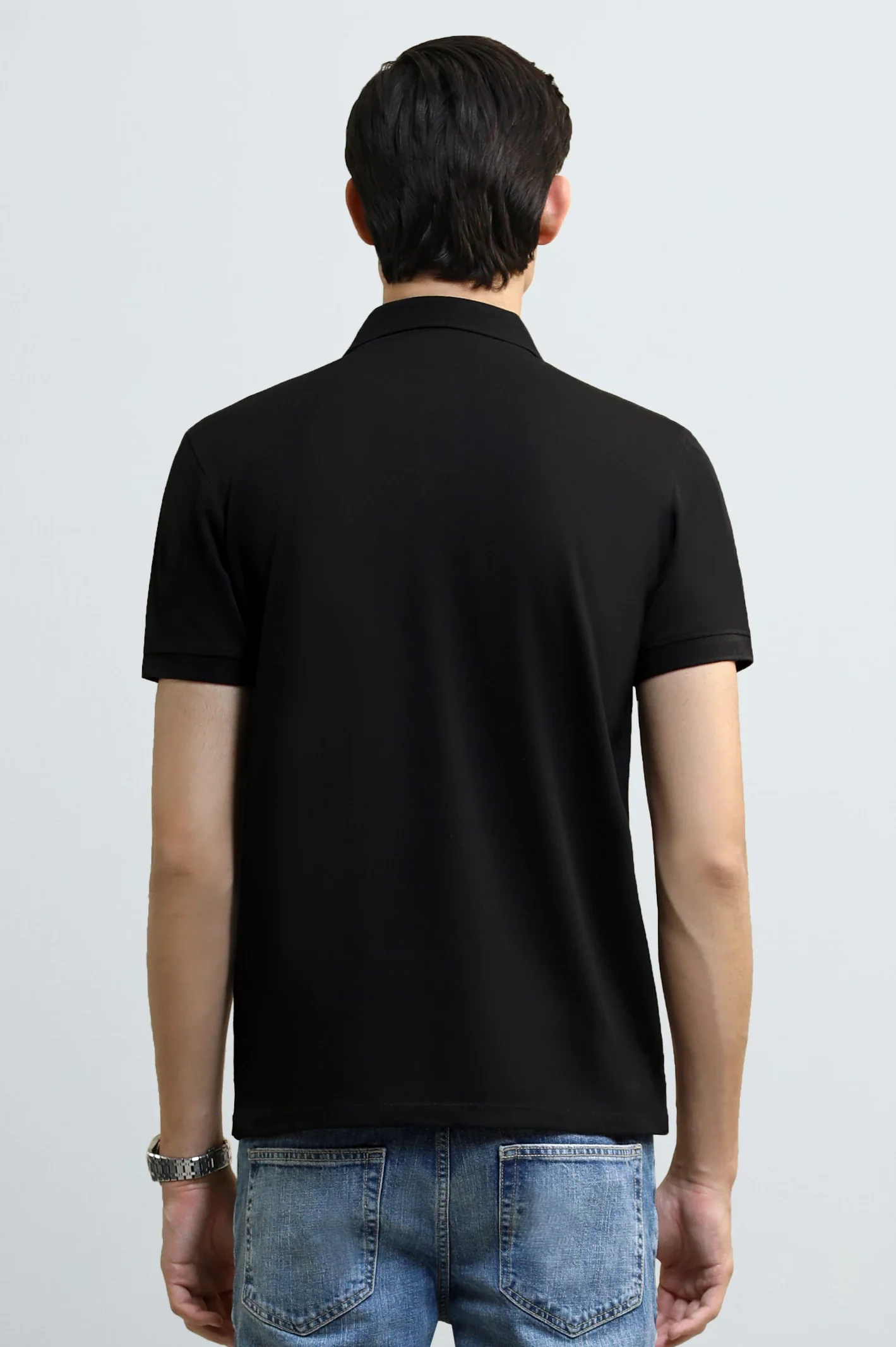 Black Solid Collar Polo - Image 3