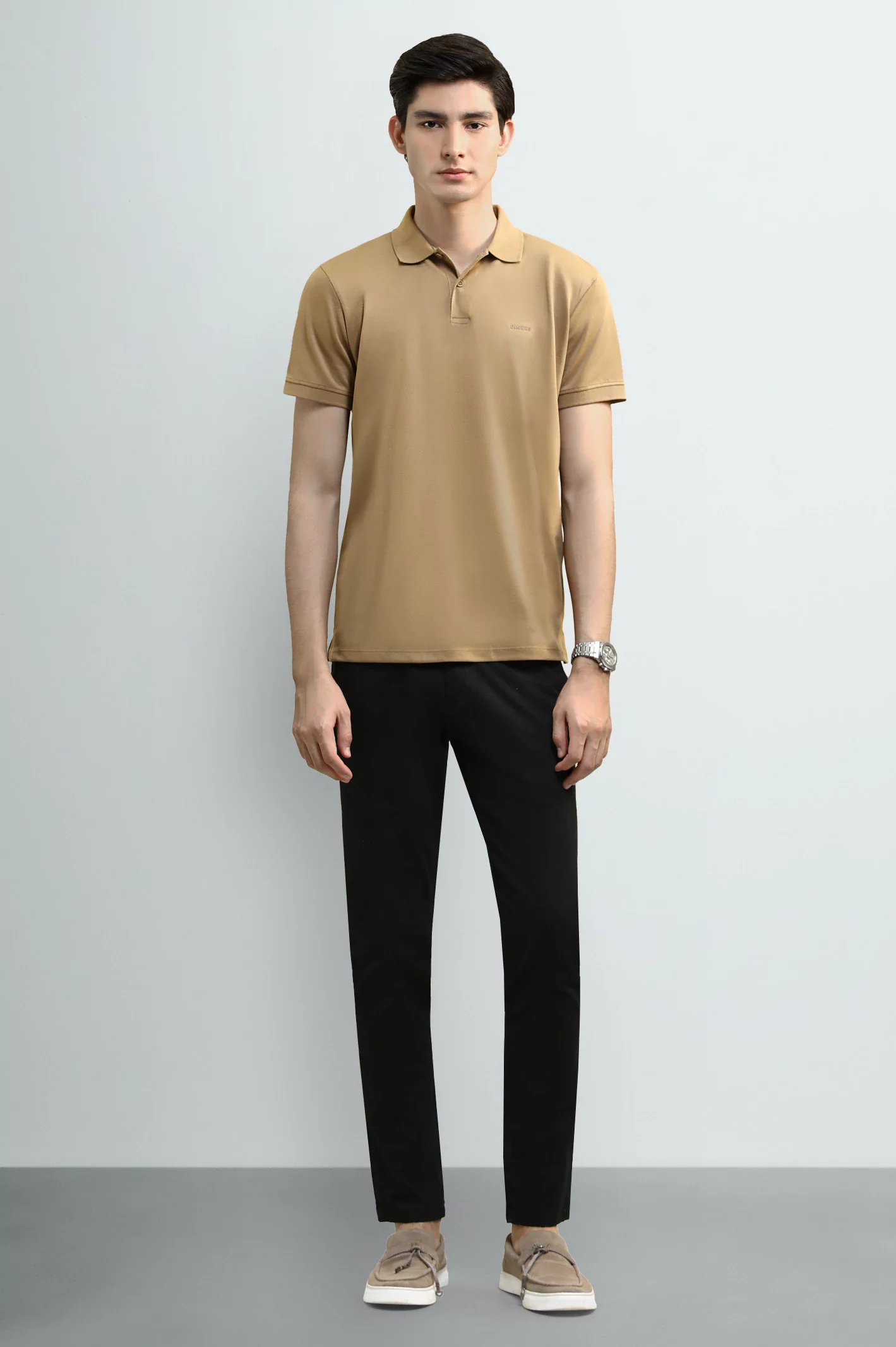 Brown Solid Collar Polo - Image 2