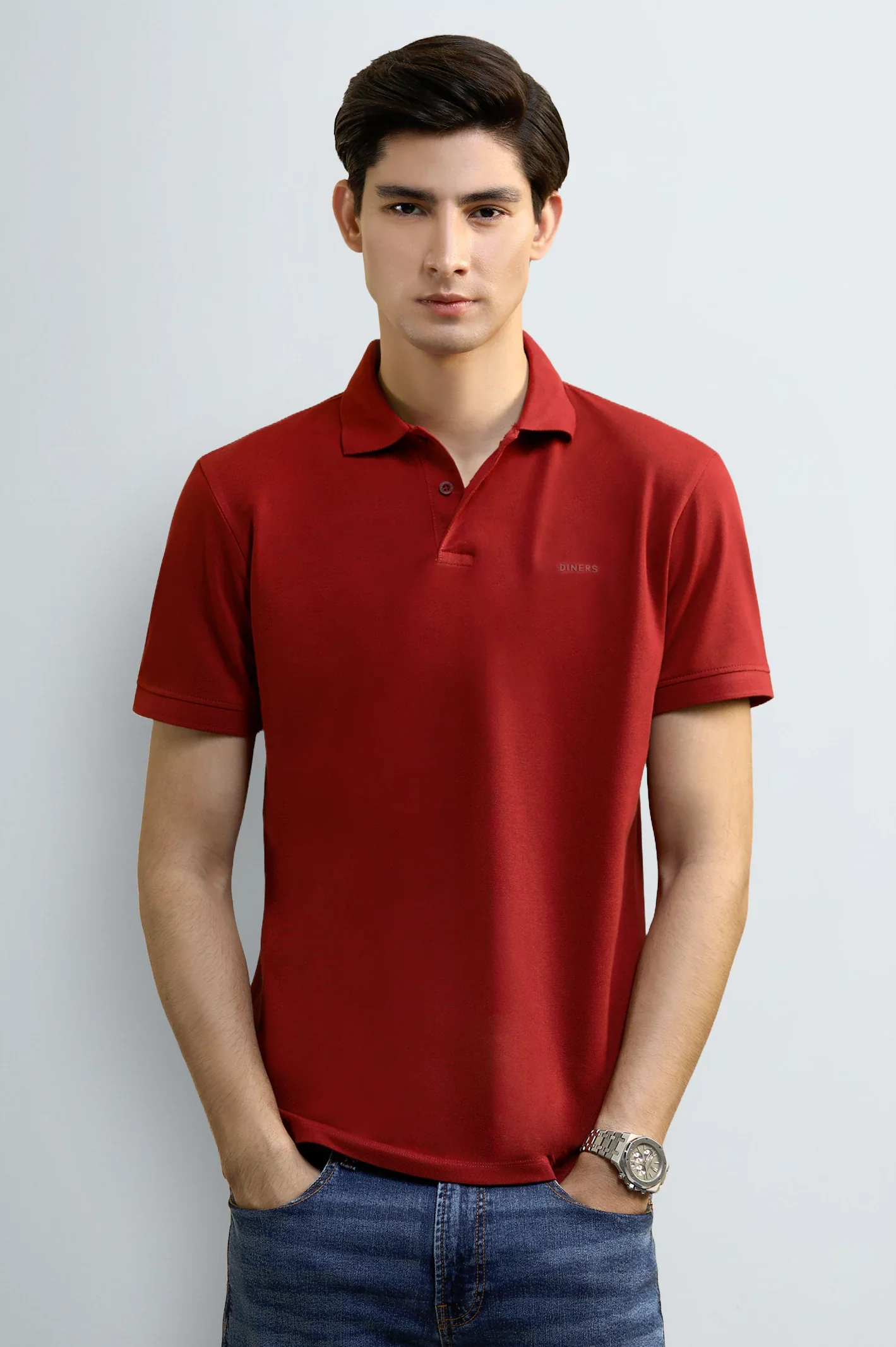 Maroon Solid Collar Polo