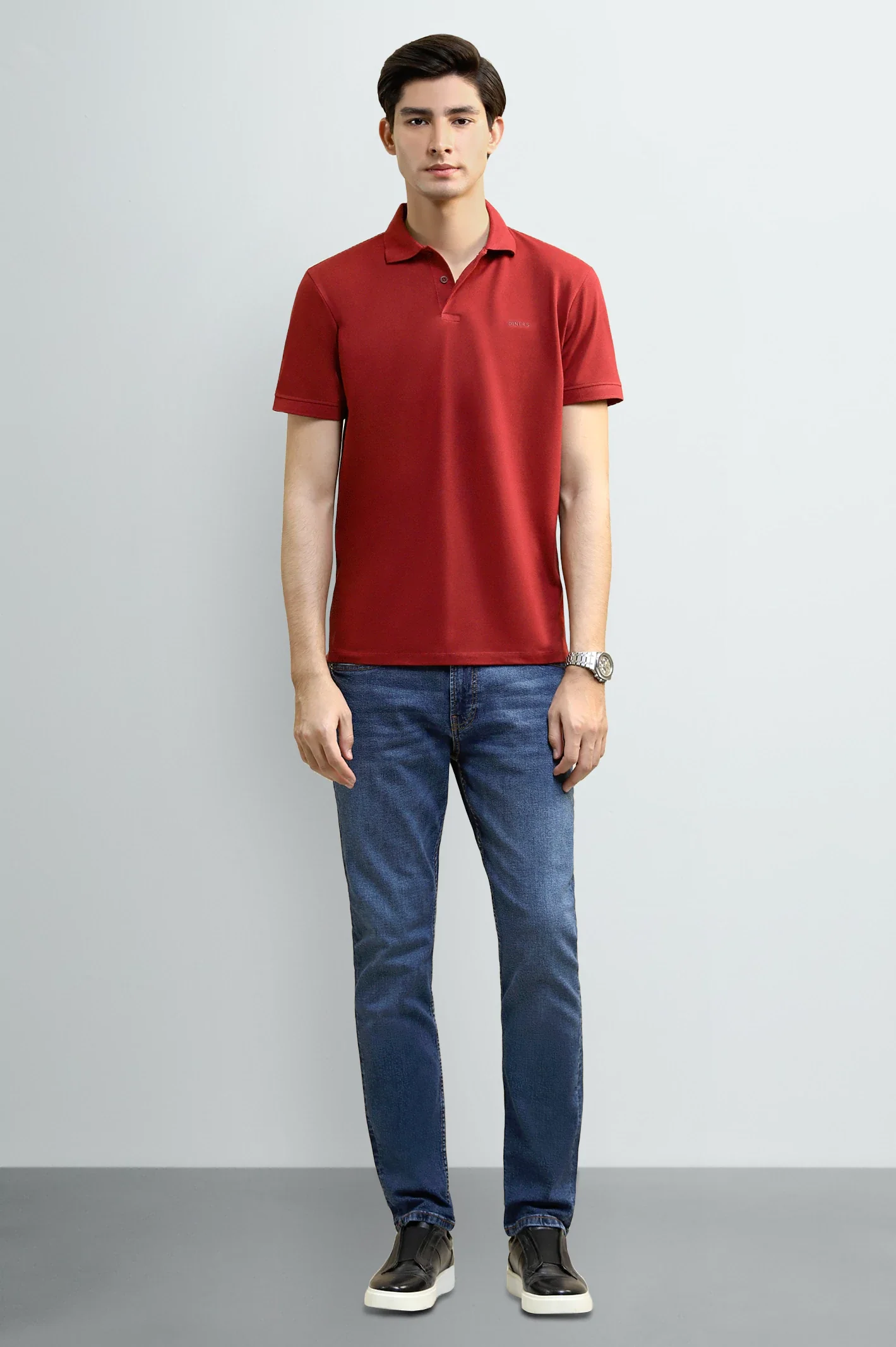 Maroon Solid Collar Polo - Image 2