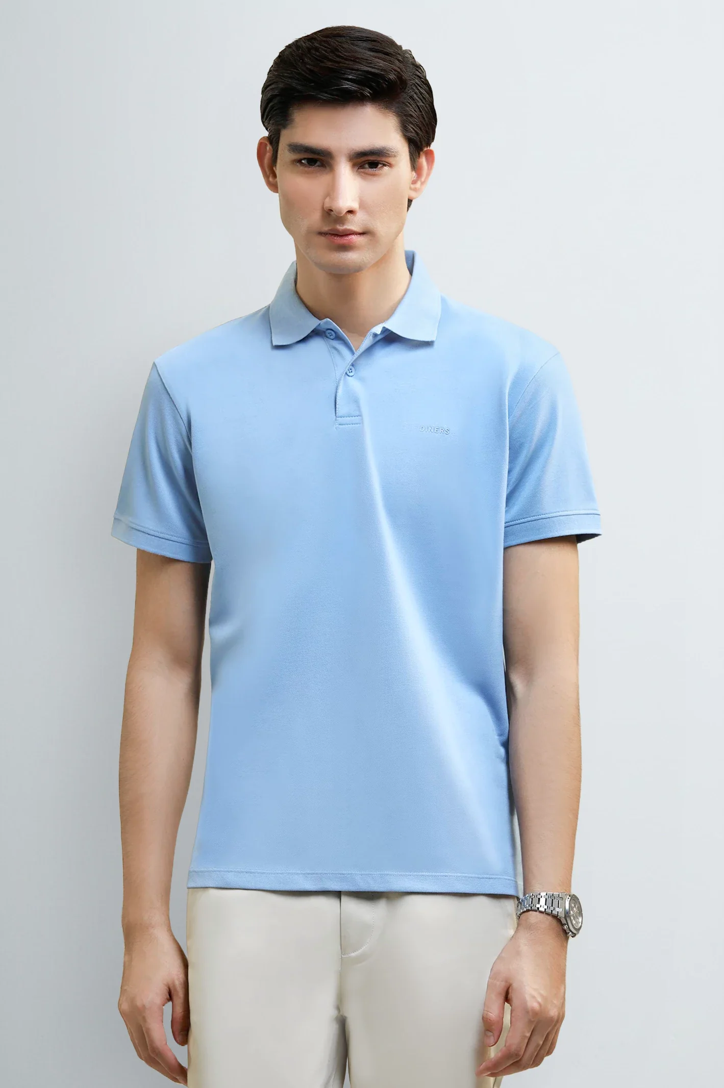 Sky Blue Solid Collar Polo