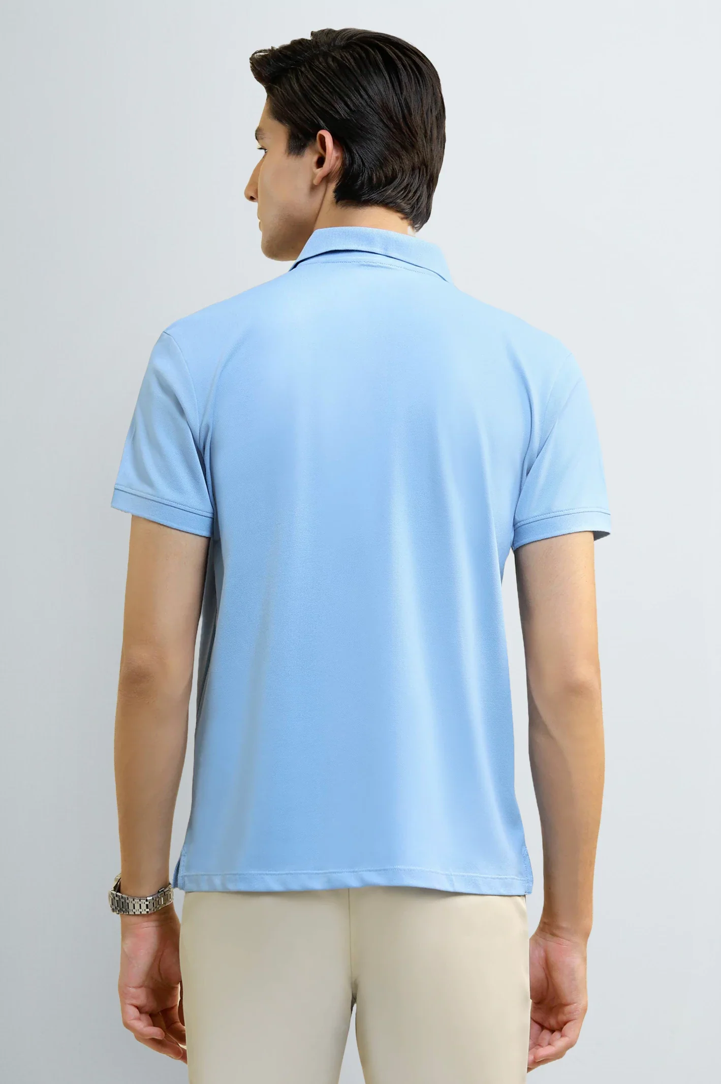 Sky Blue Solid Collar Polo - Image 3