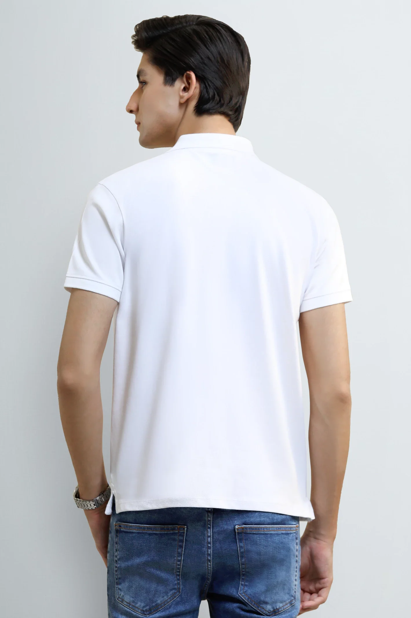 White Solid Collar Polo - Image 3