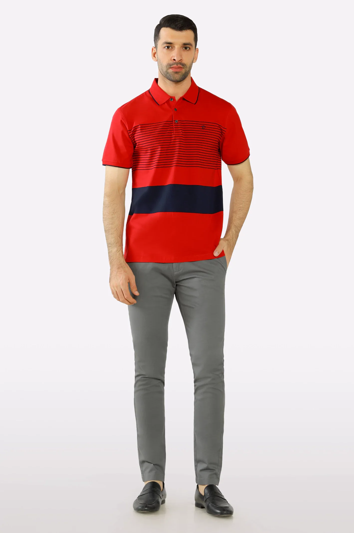 Red Yarn Dyed Polo - Image 2