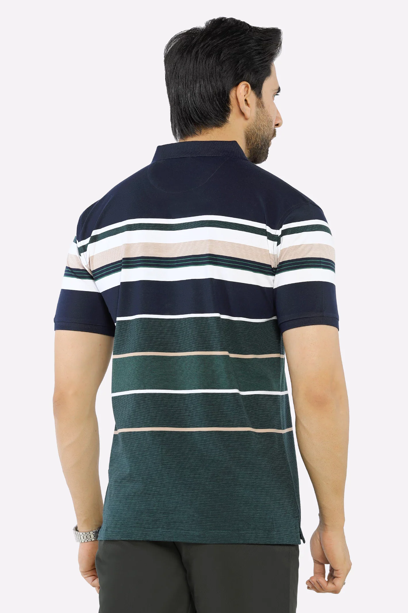 Navy Blue Yarn Dyed Polo - Image 2