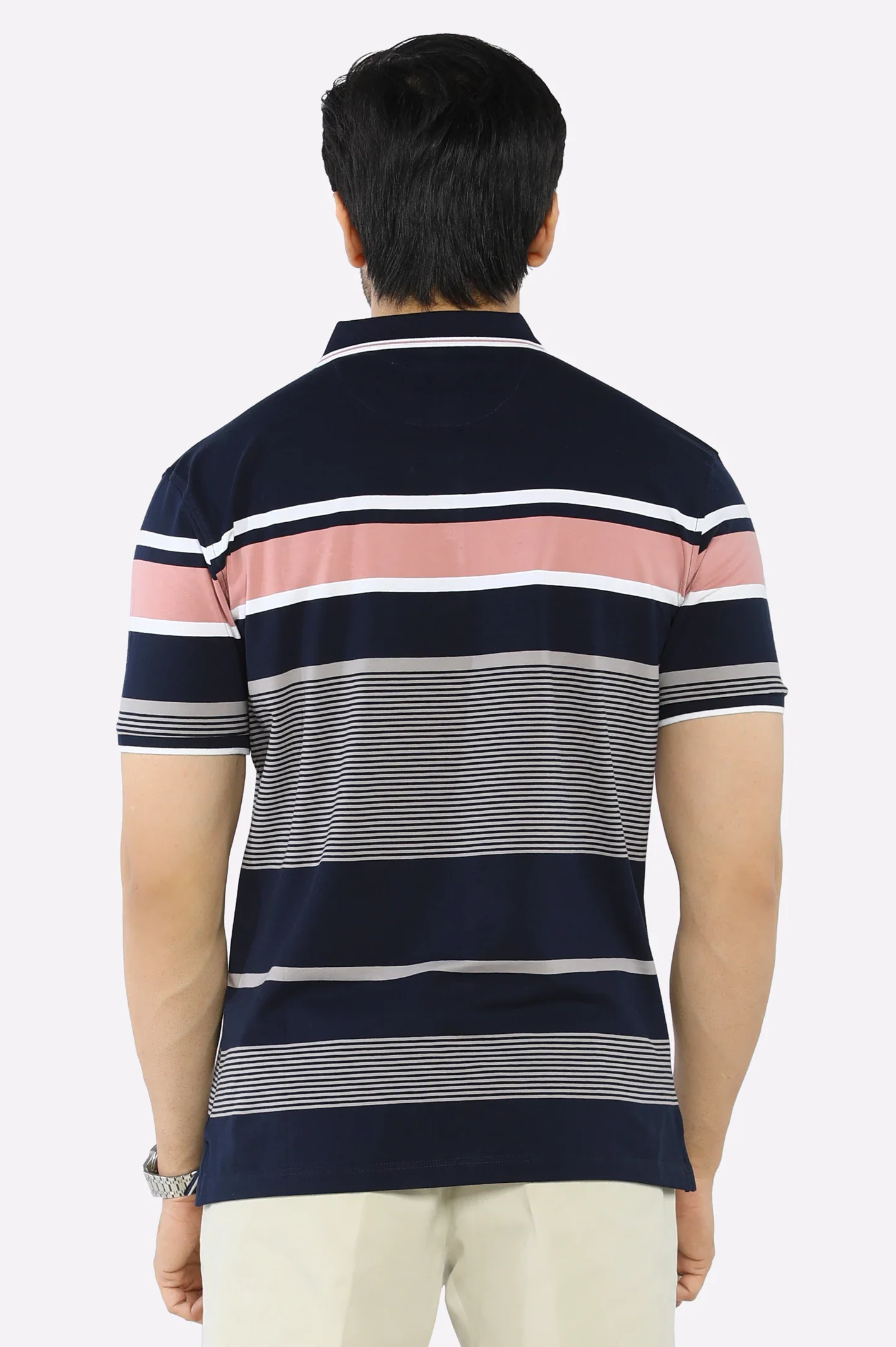 Navy Blue Yarn Dyed Polo - Image 2