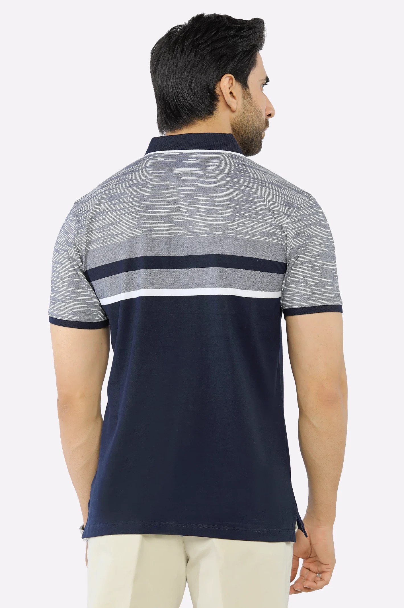 Navy Blue Yarn Dyed Polo - Image 2