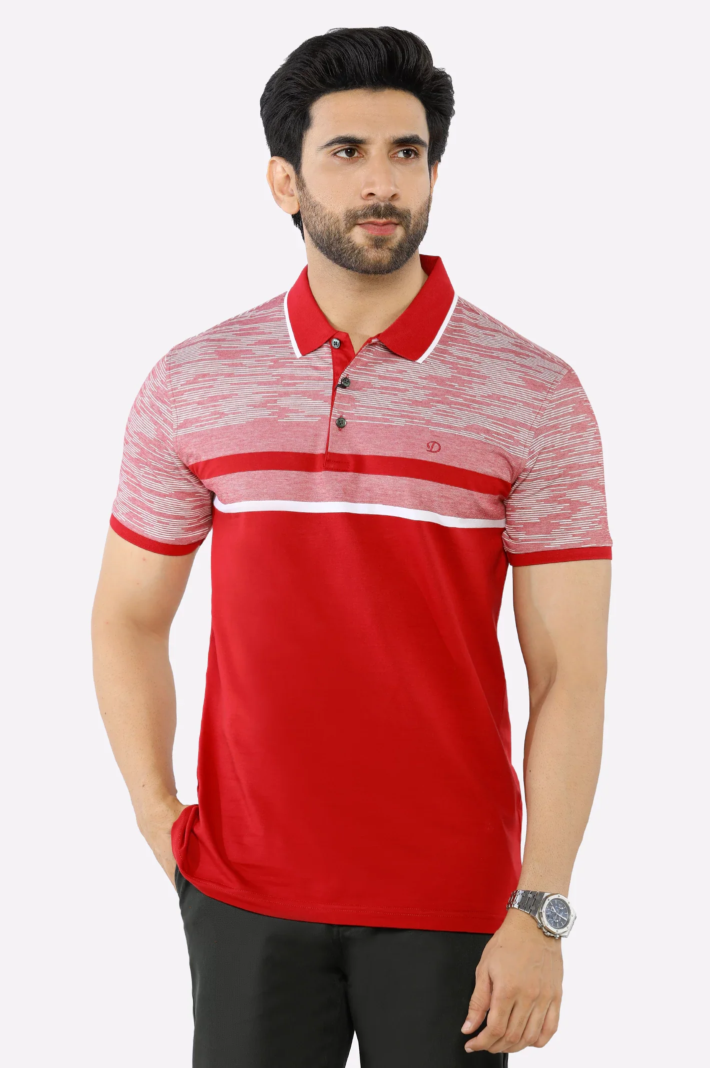 Red Yarn Dyed Polo